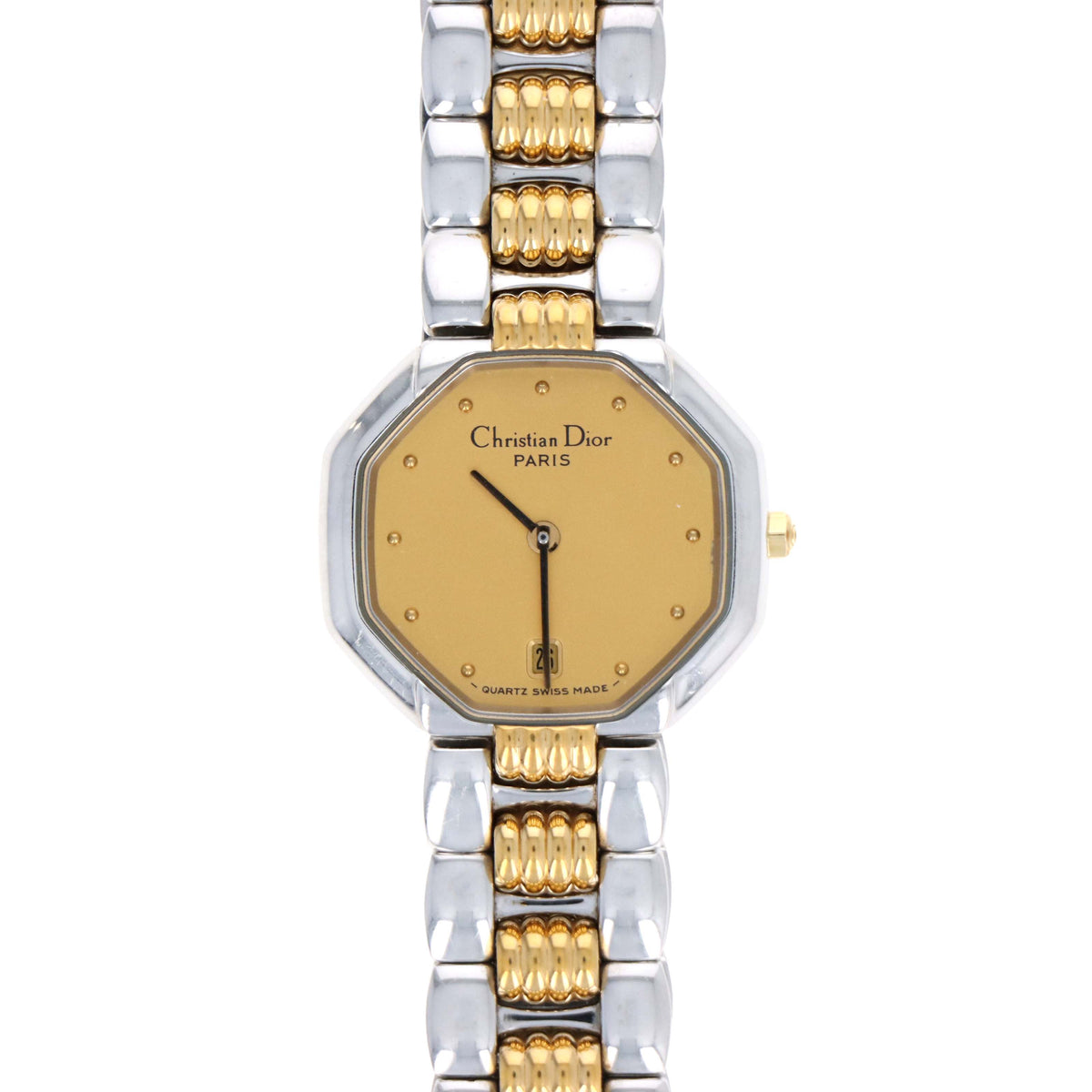 Christian Dior Two Tone Octagon Watch Gold Face
