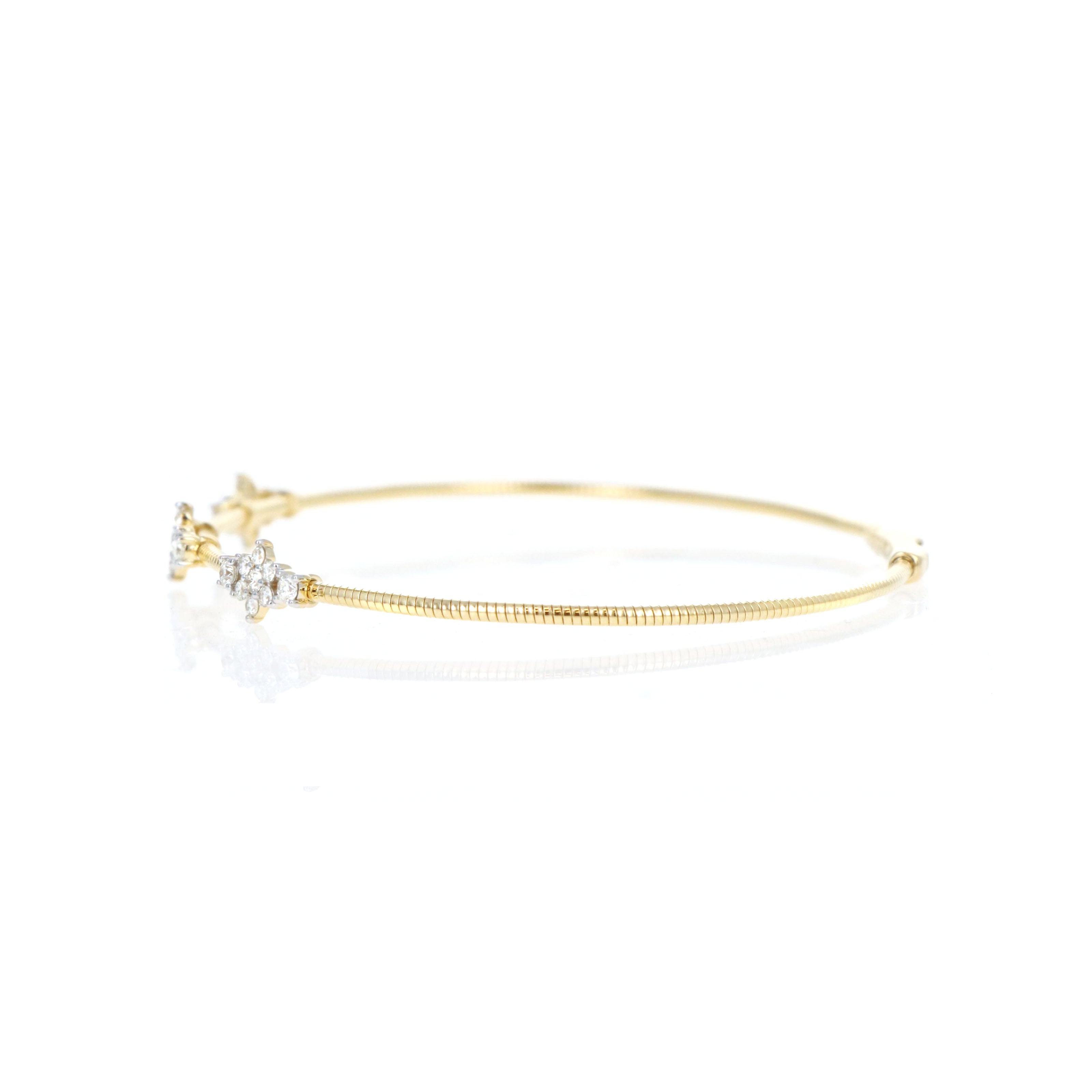 14K Yellow Gold 0.50 Carat Round Brilliant Diamond Bangle