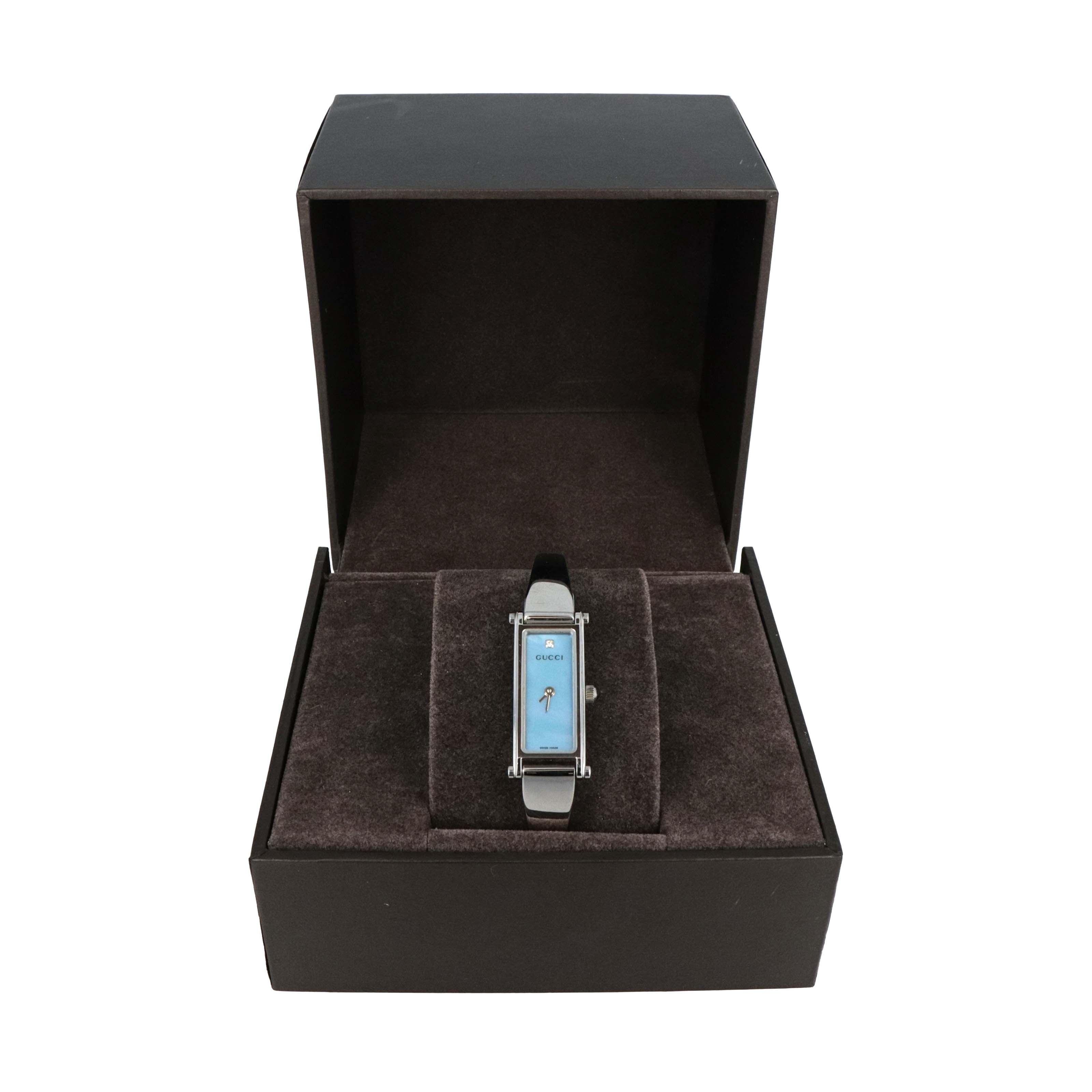 Gucci 1500L Mother of Pearl GG Dial Horsebit Bangle Watch - Queen May