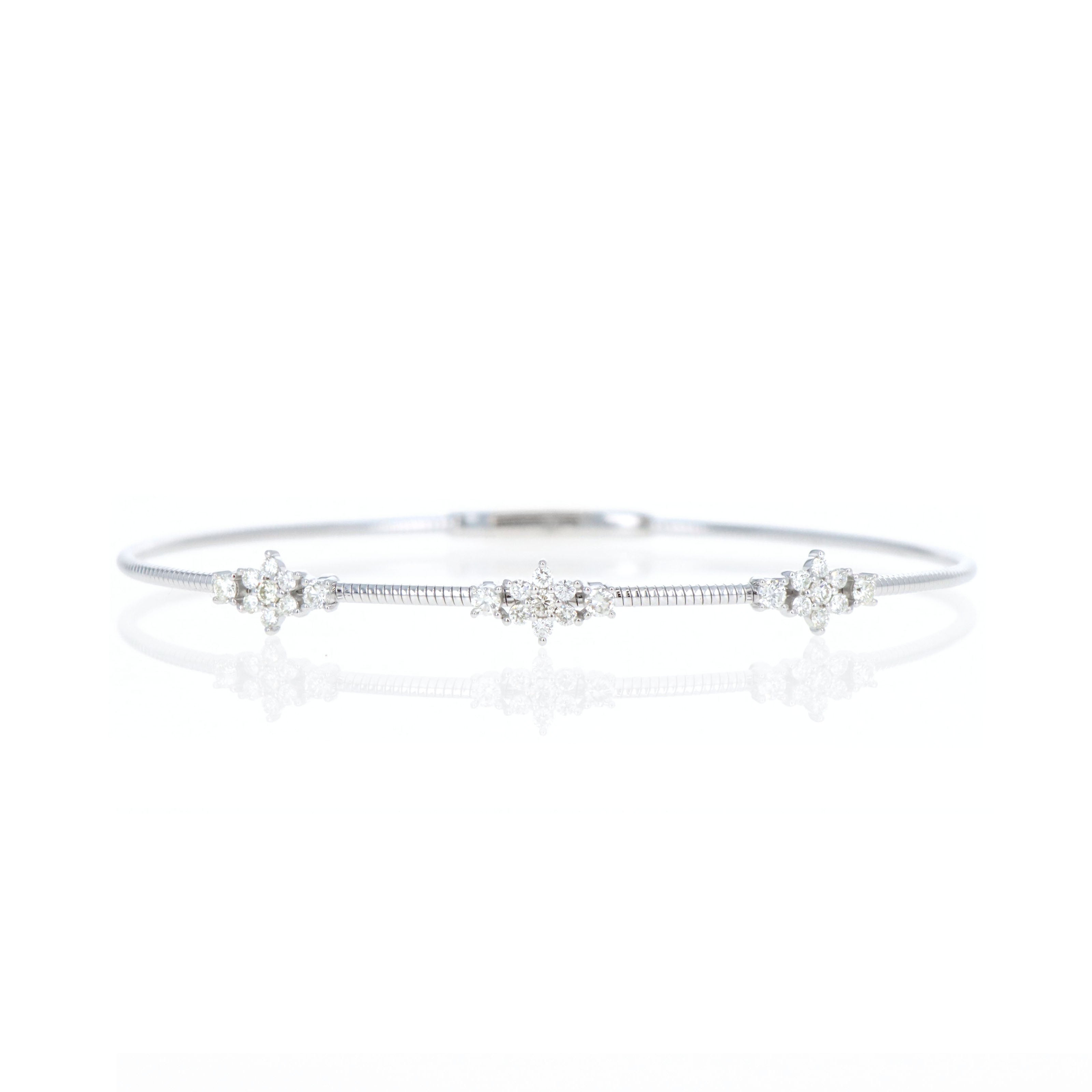 14K White Gold 0.50 Carat Round Brilliant Diamond Bangle