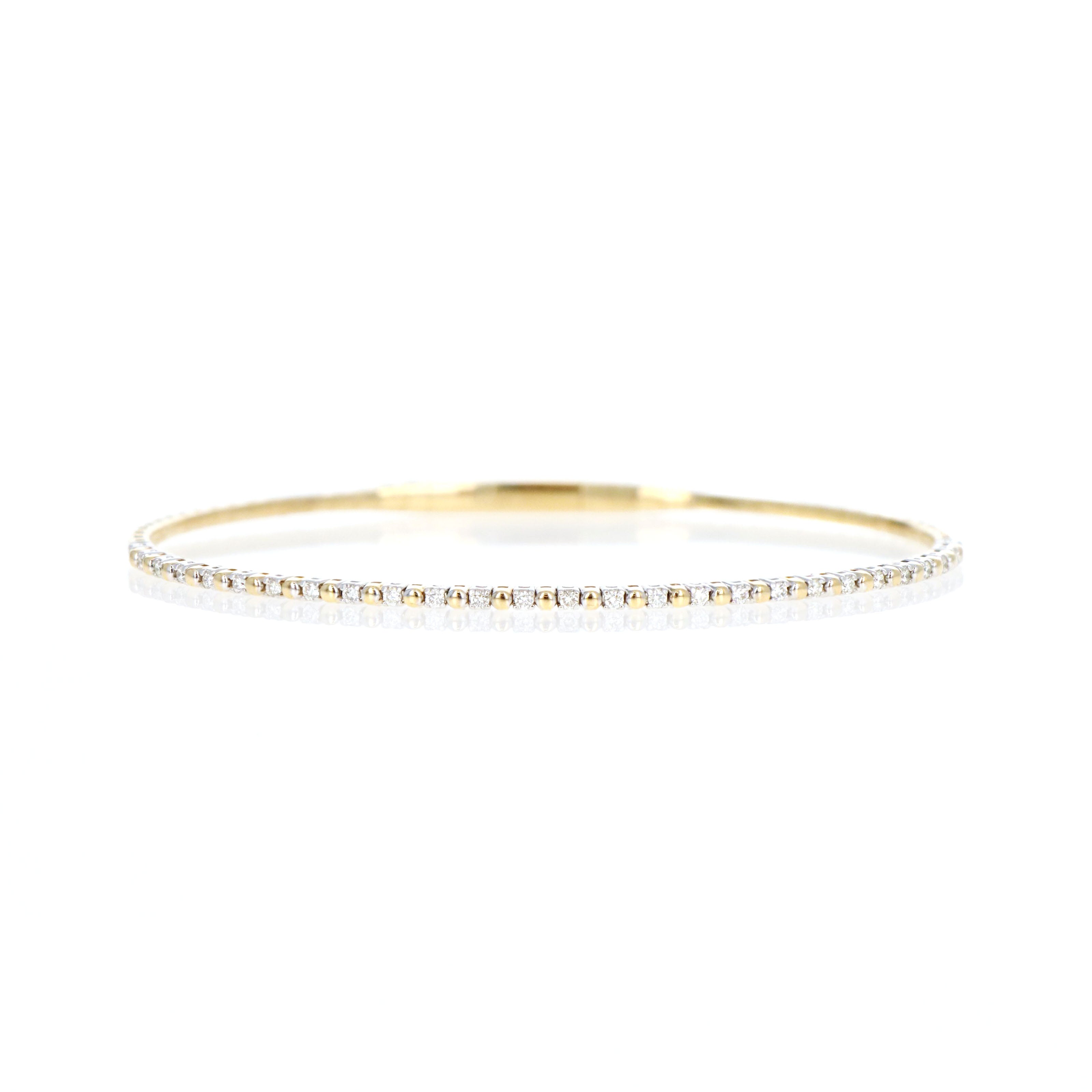 14K Gold Two Tone 0.27 Carat Round Brilliant Diamond Bangle
