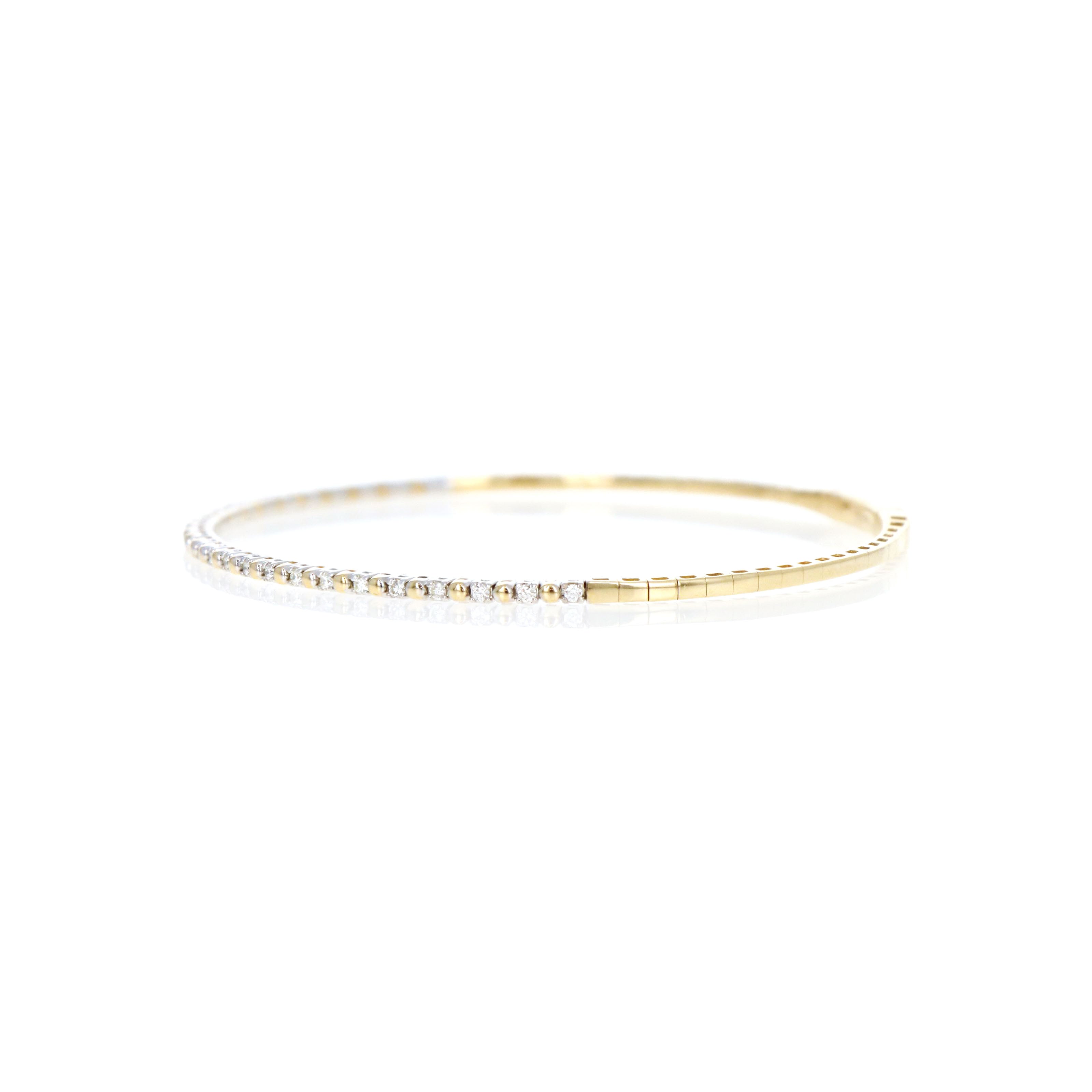 14K Gold Two Tone 0.27 Carat Round Brilliant Diamond Bangle