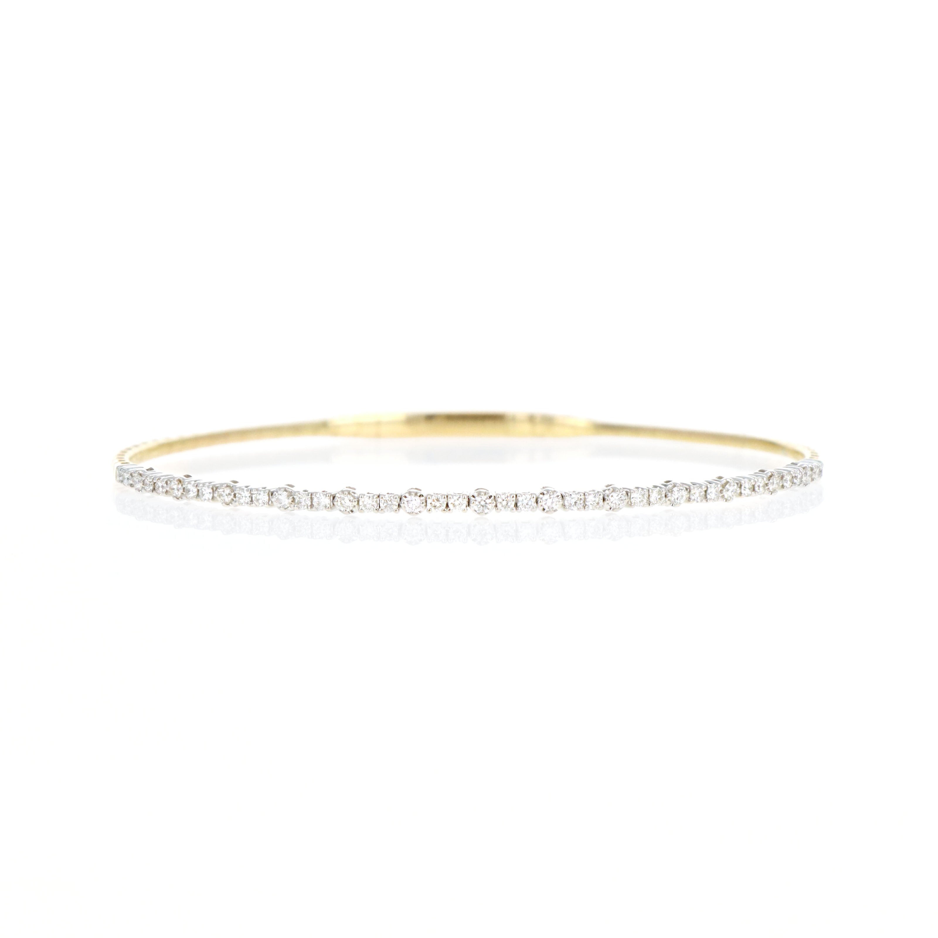 14K Gold Two Tone 0.62 Carat Round Brilliant Diamond Bangle