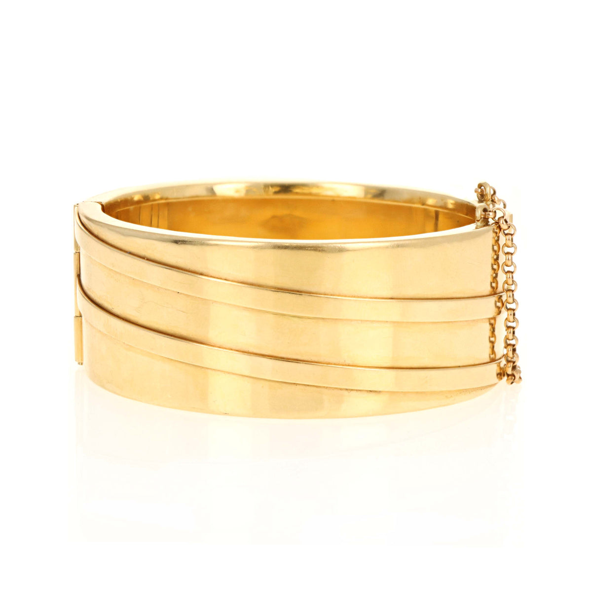 14K Yellow Gold Wide Spiral Embossed Bangle
