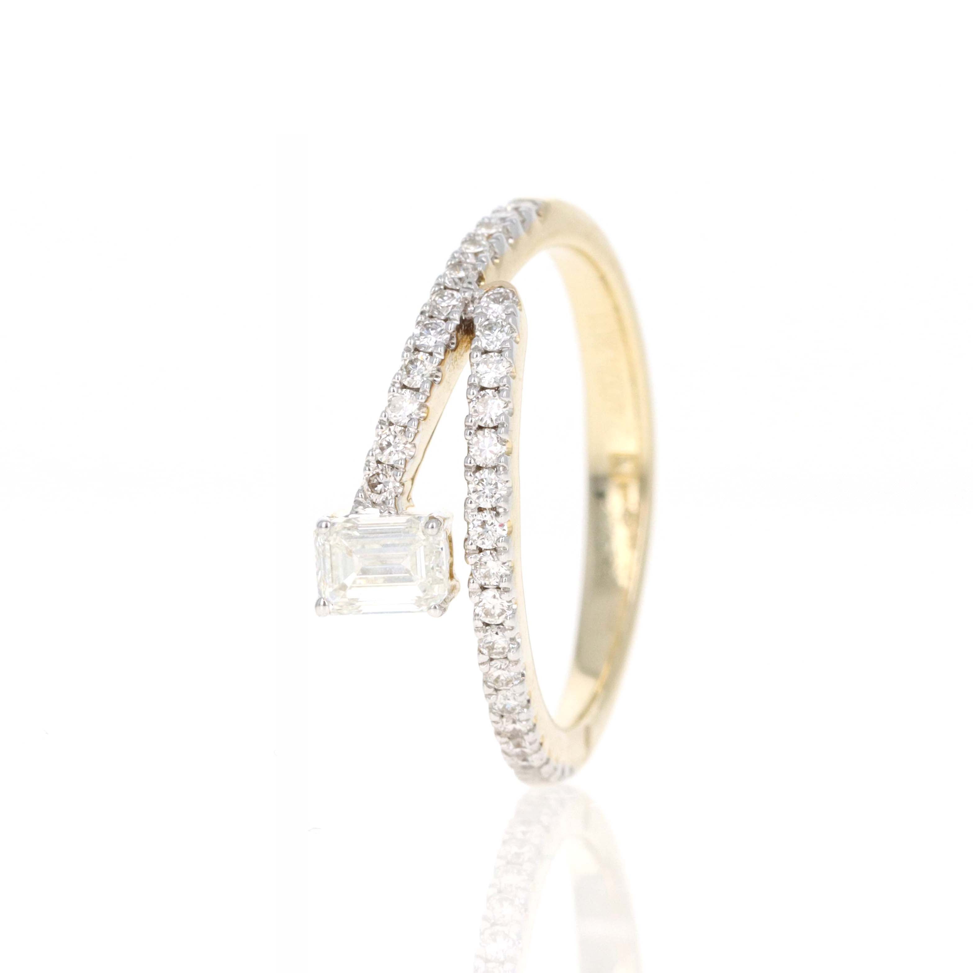 14K Yellow Gold Emerald Diamond Wrap Ring - Queen May