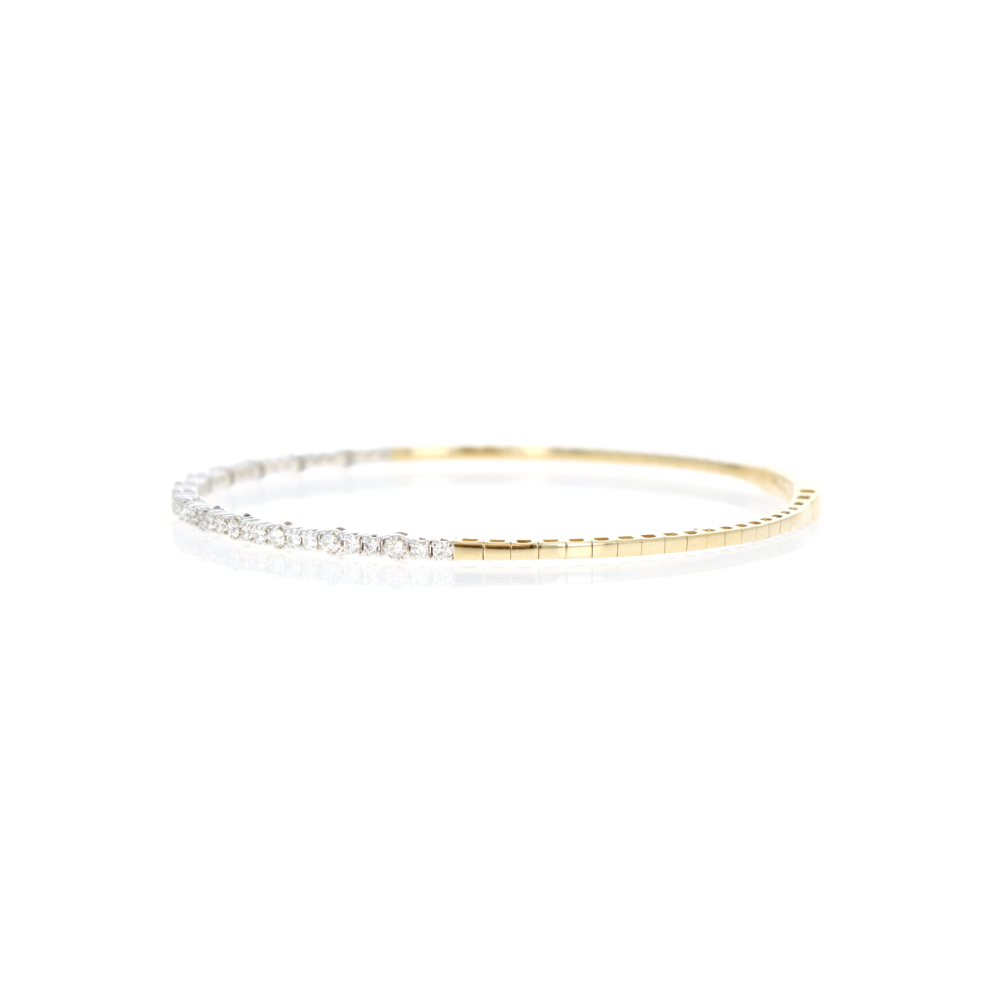 14K Gold Two Tone 0.62 Carat Round Brilliant Diamond Bangle