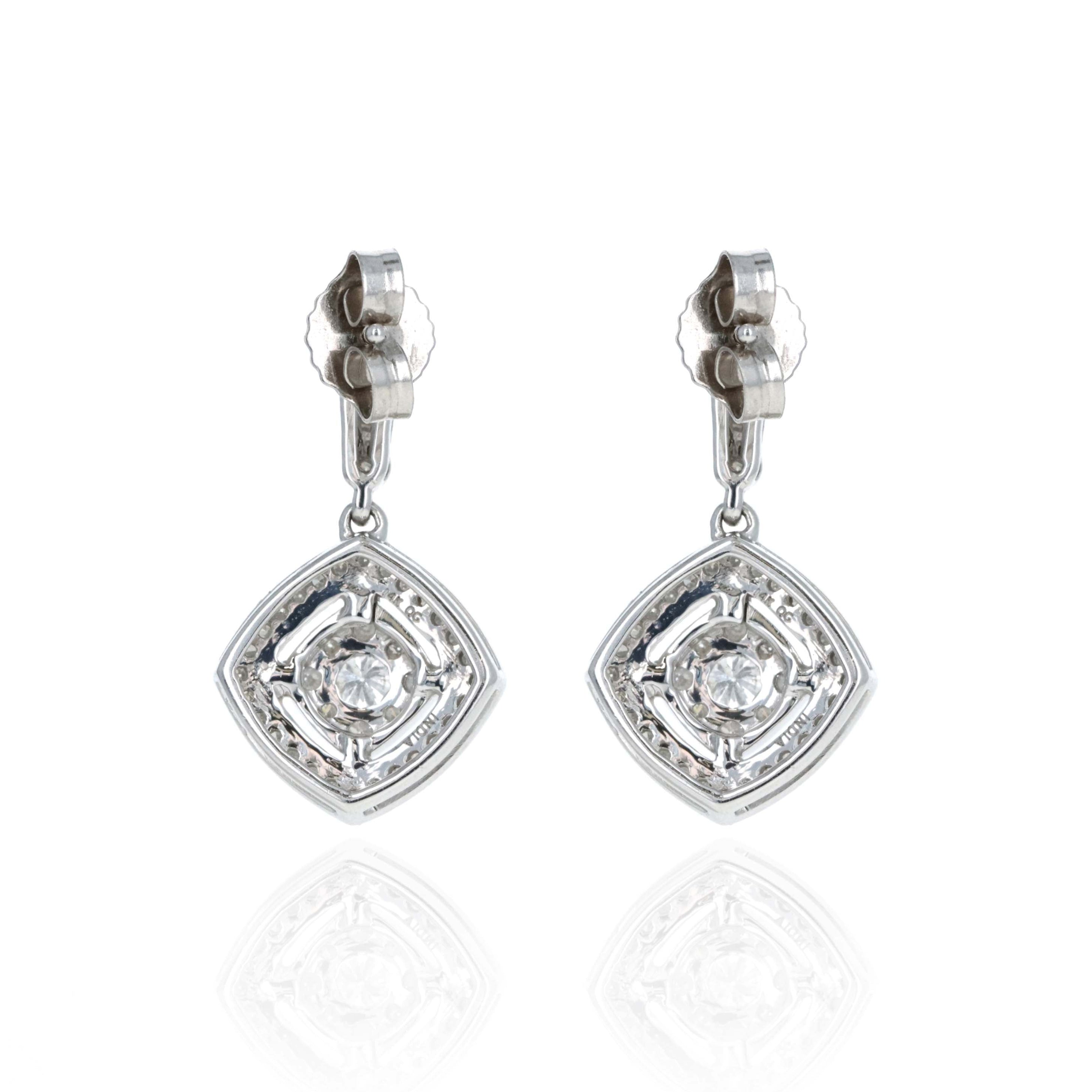 14K White Gold 0.50 Carat Diamond Drop Earrings - Queen May