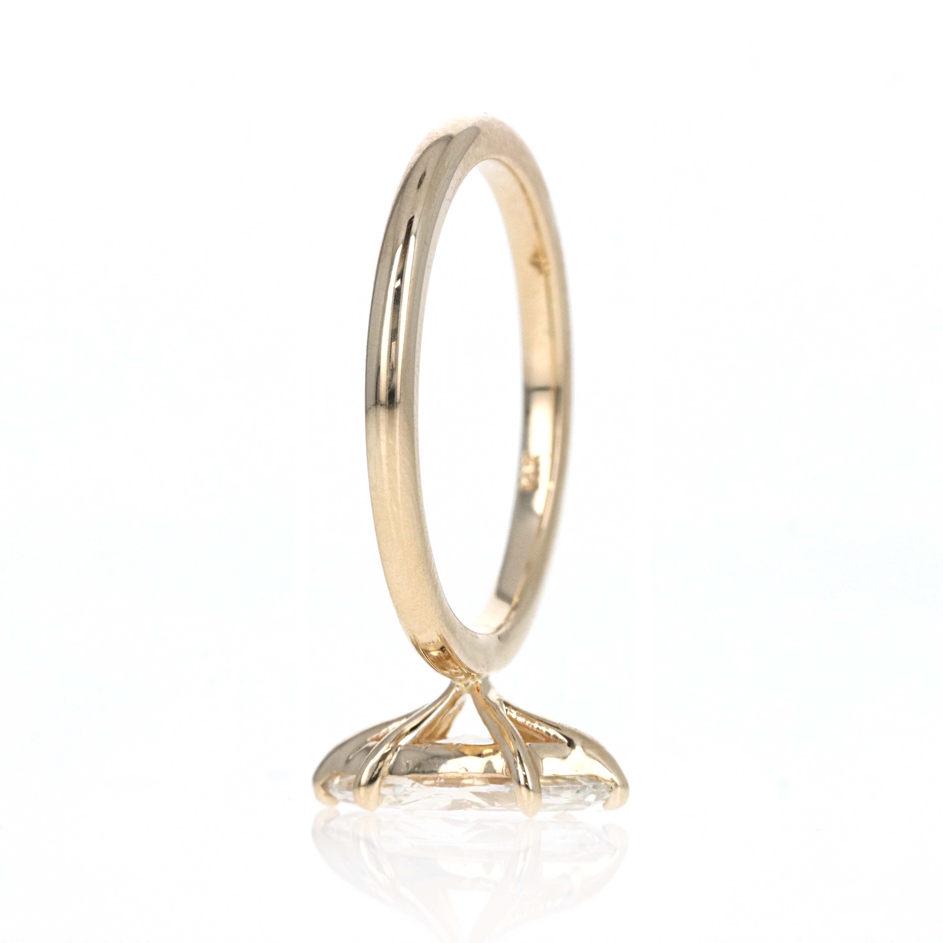 14K Yellow Gold 1.17 Carat Marquise Diamond Solitaire Engagement Ring - Queen May