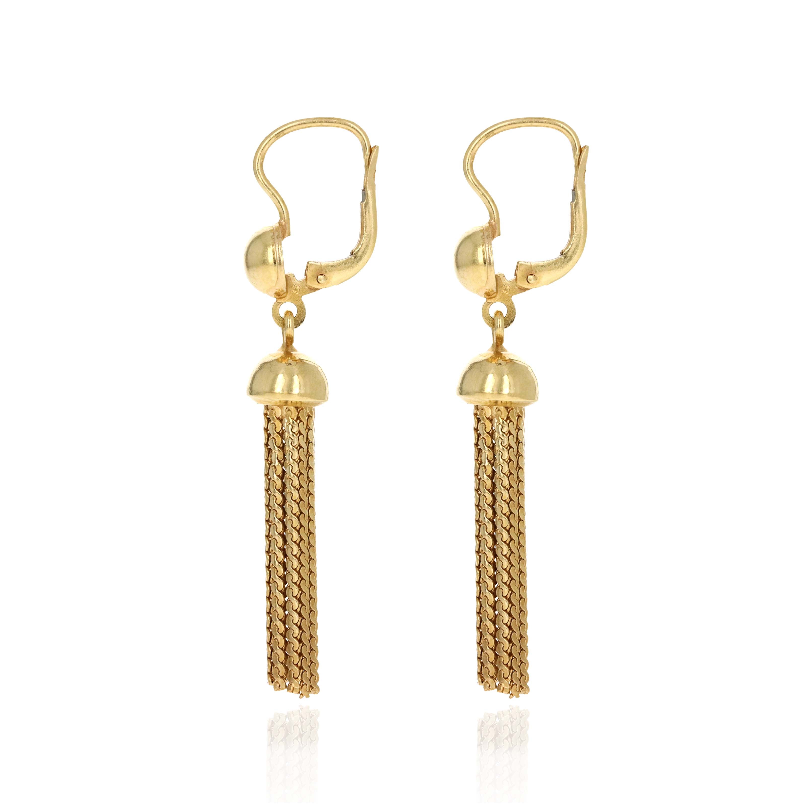 18K Yellow Gold Tassel Earrings - Queen May