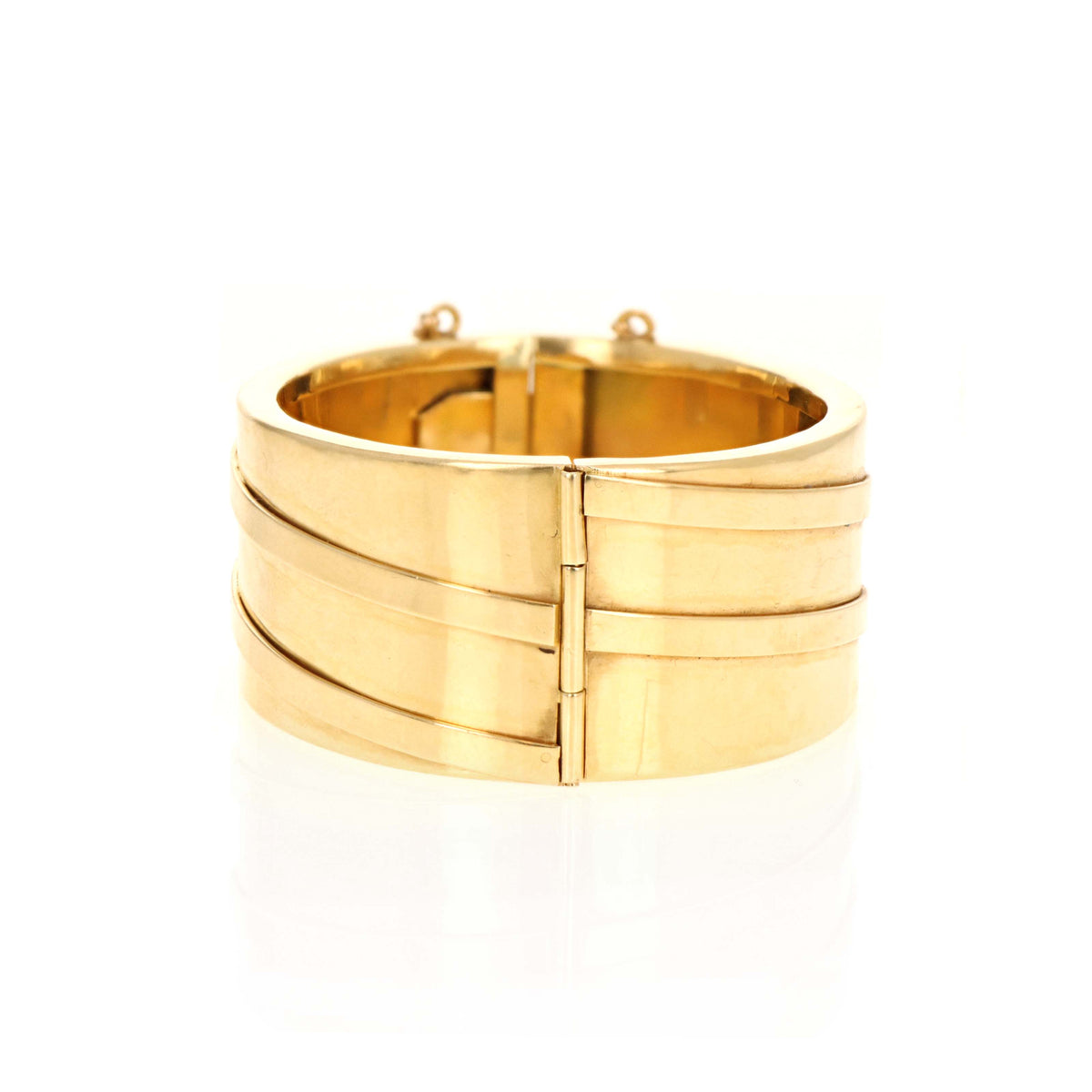 14K Yellow Gold Wide Spiral Embossed Bangle