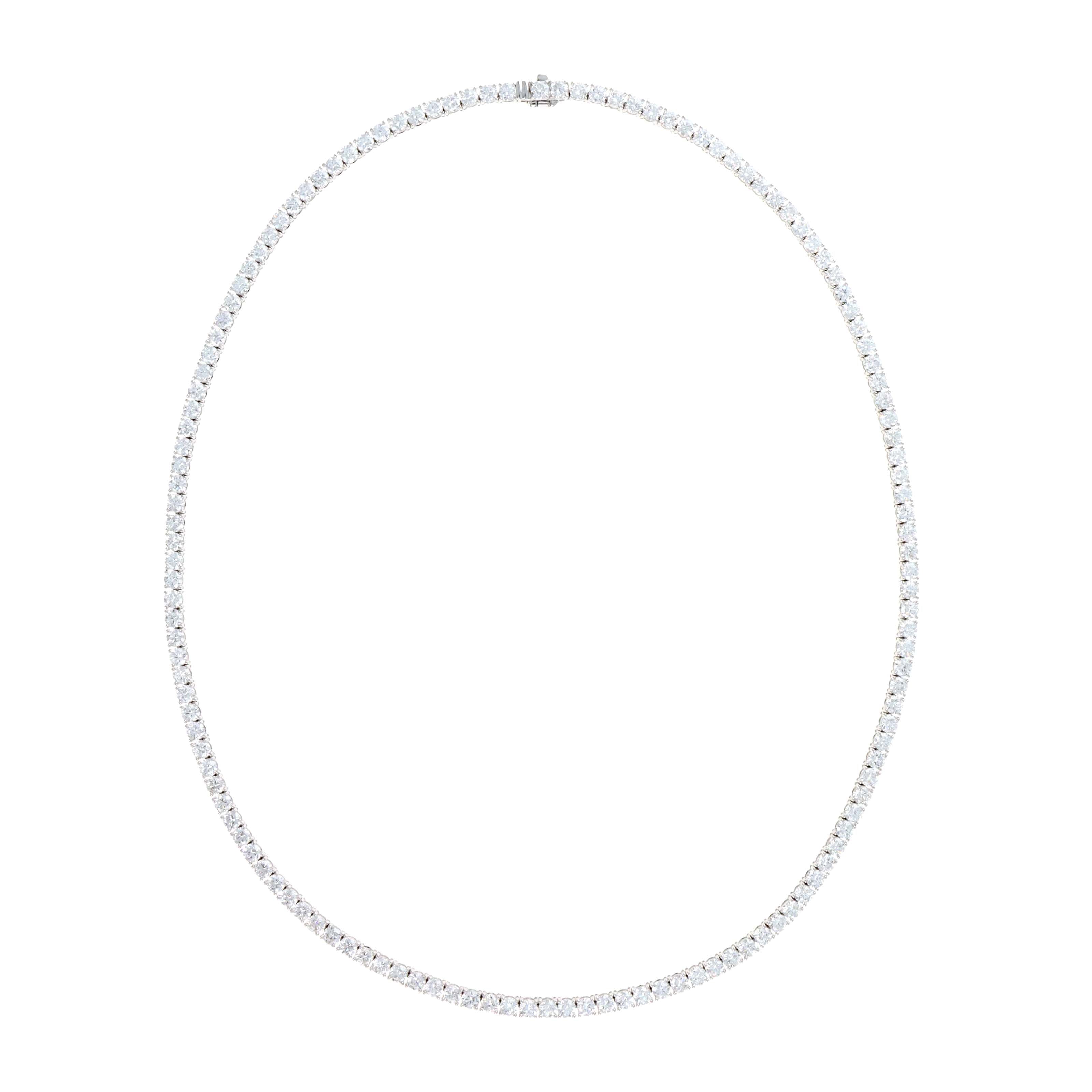 Lab Grown 15 Carat Round Diamond Tennis Necklace 14K White Gold - Queen May