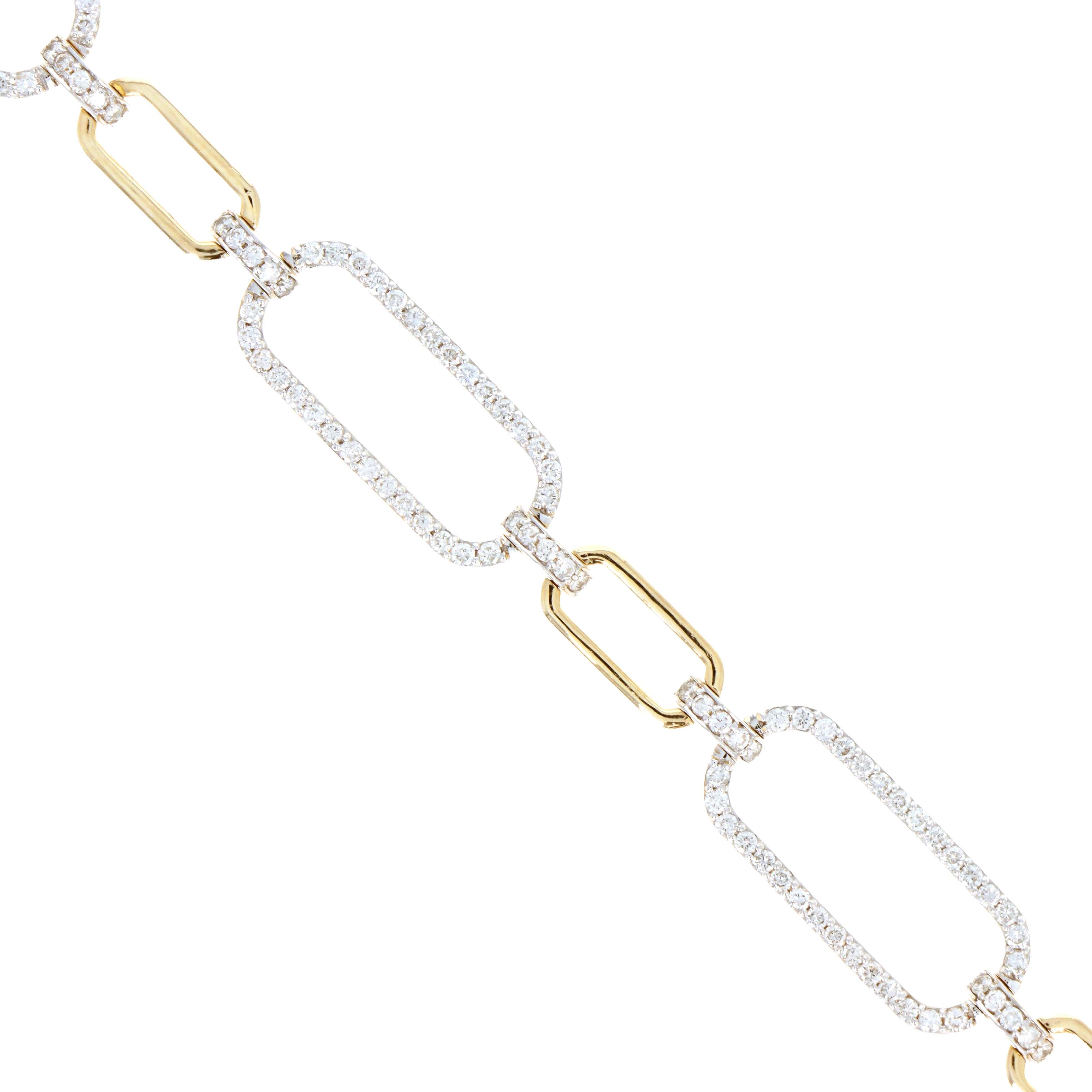 14K Yellow Gold 1.67 Carat Diamond Paperclip Link Bracelet