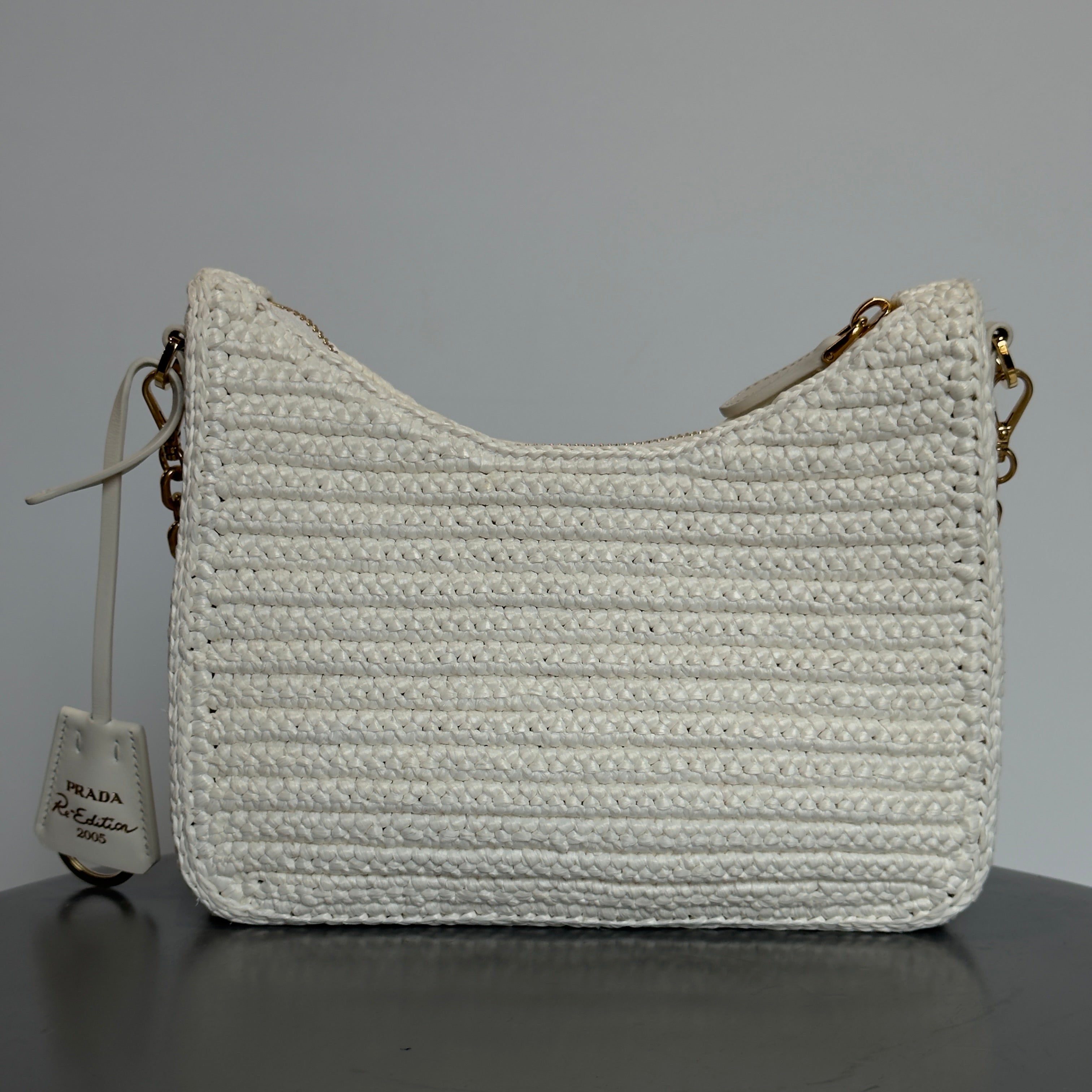 Prada Saffiano White Raffia