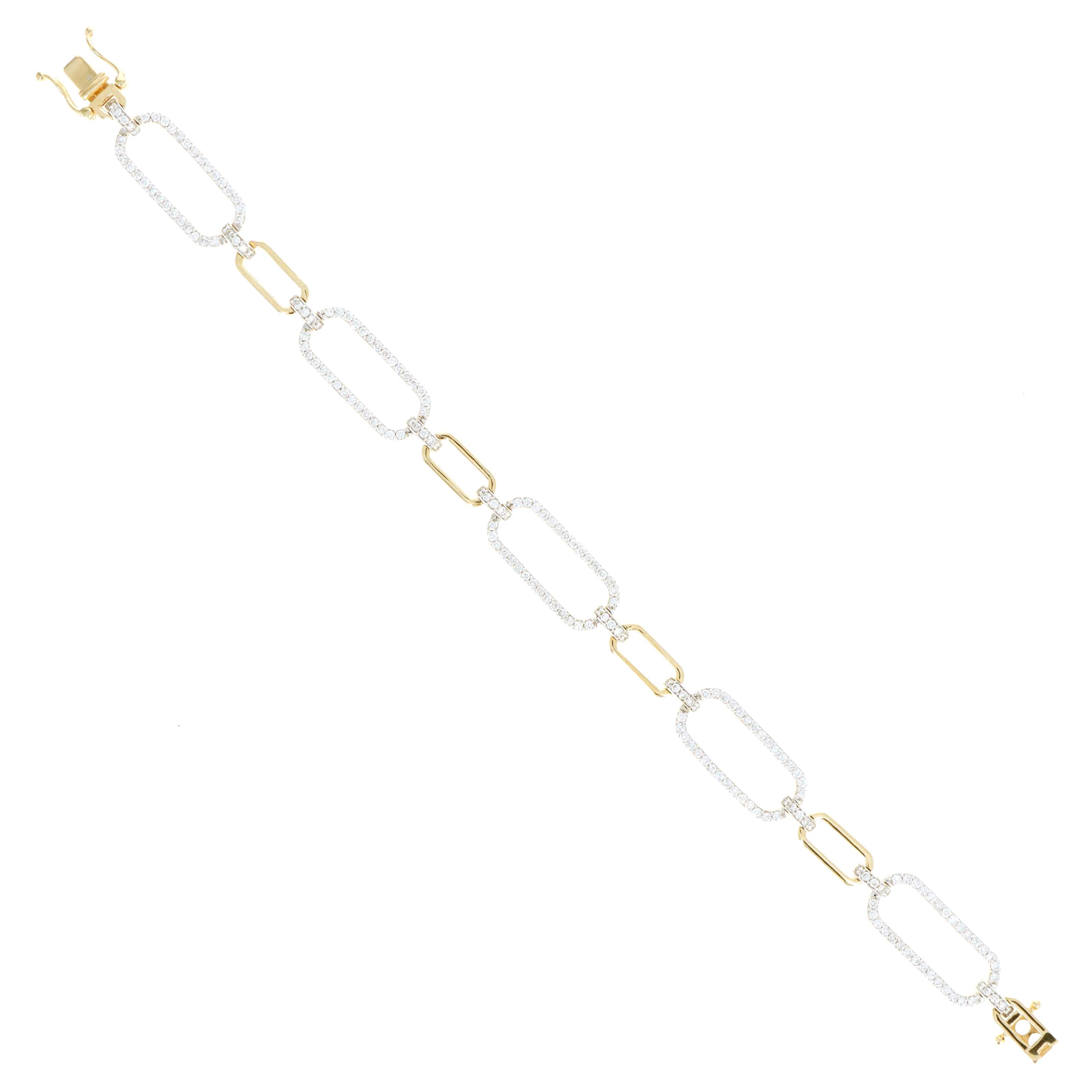 14K Yellow Gold 1.67 Carat Diamond Paperclip Link Bracelet