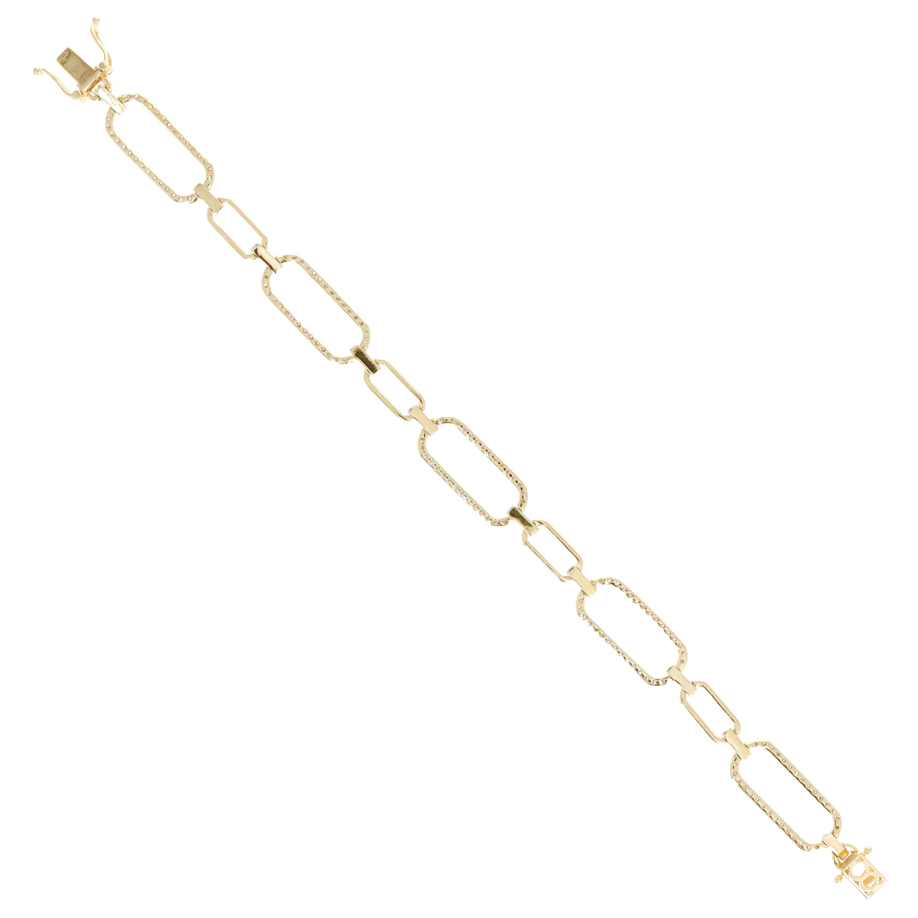 14K Yellow Gold 1.67 Carat Diamond Paperclip Link Bracelet
