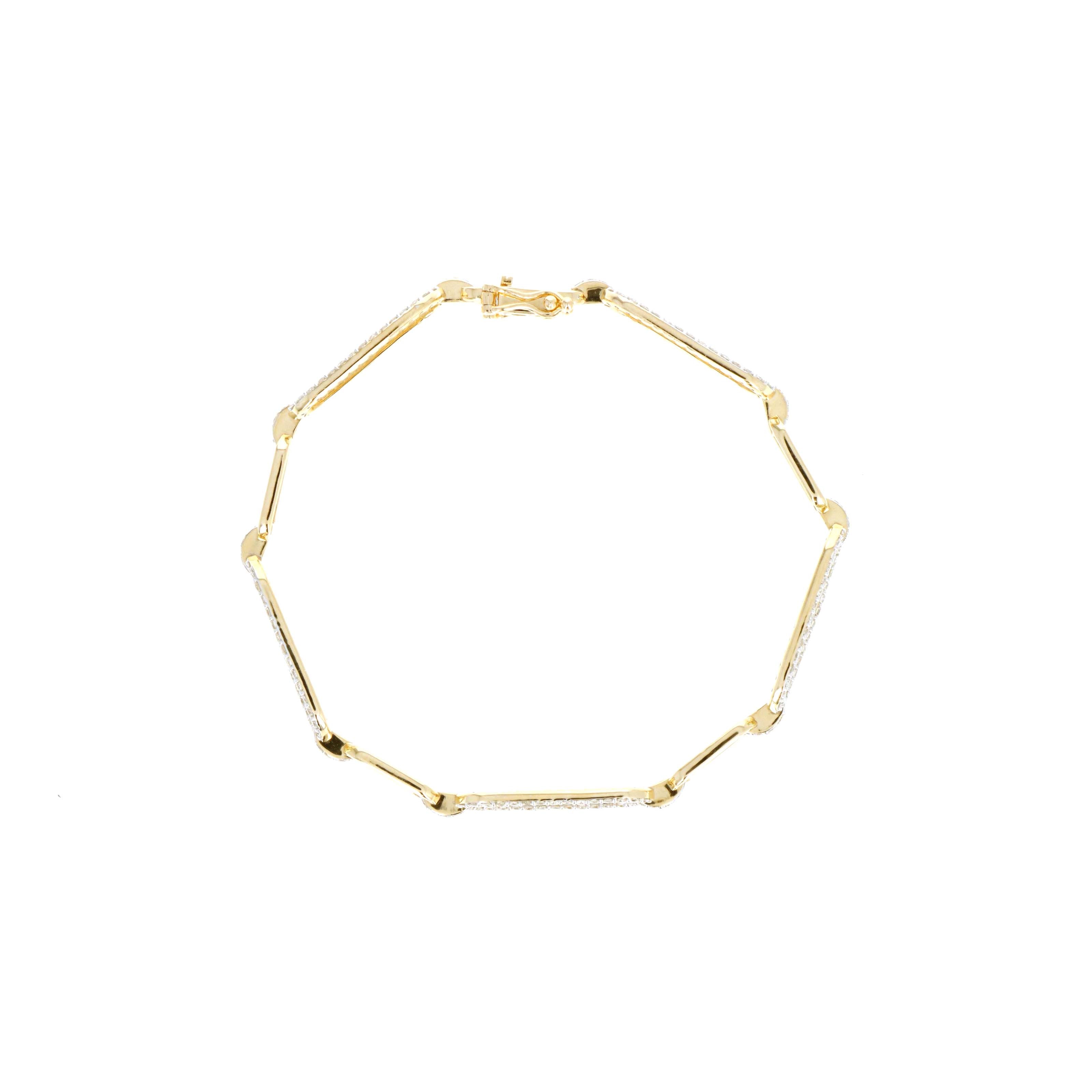 14K Yellow Gold 1.67 Carat Diamond Paperclip Link Bracelet