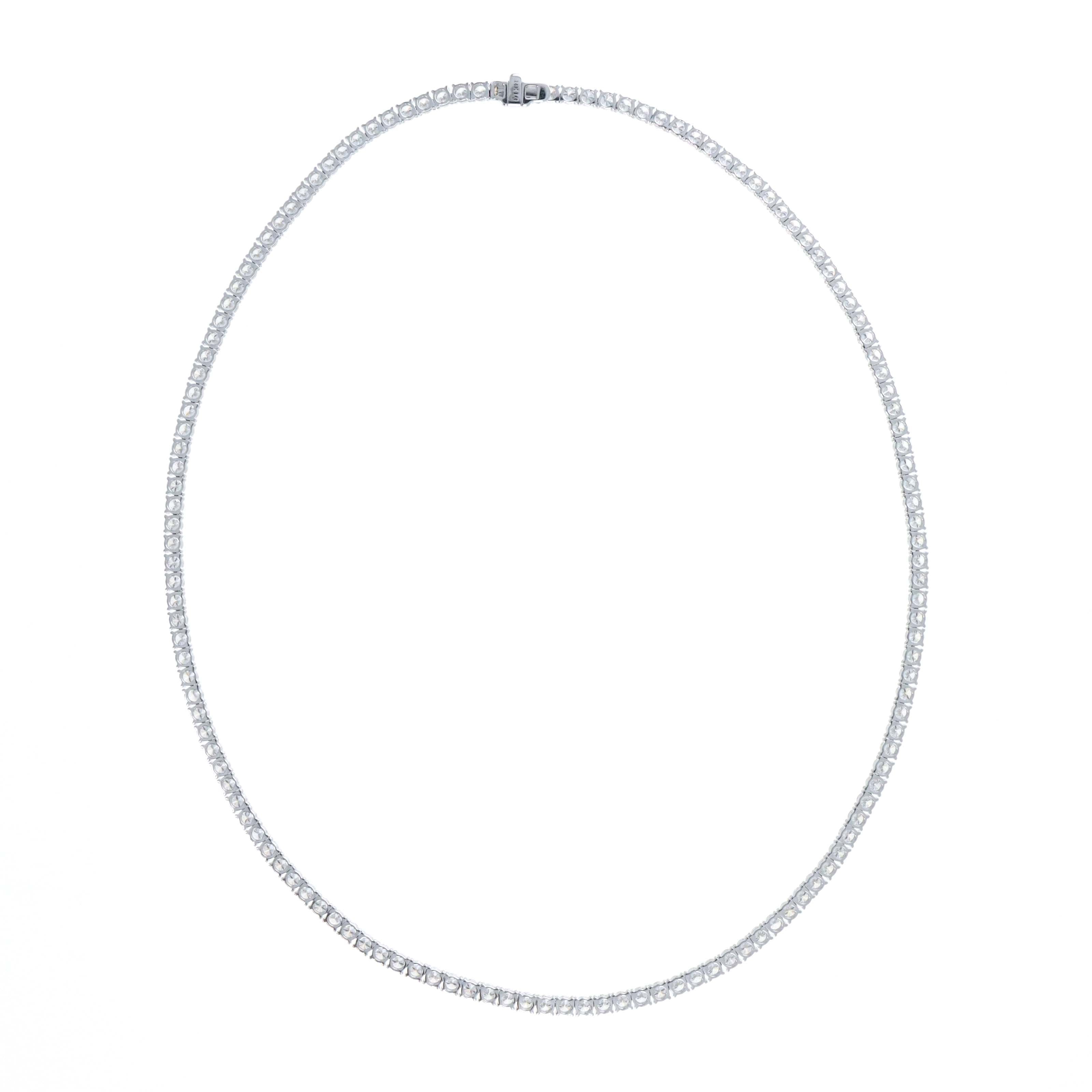 Lab Grown 15 Carat Round Diamond Tennis Necklace 14K White Gold - Queen May