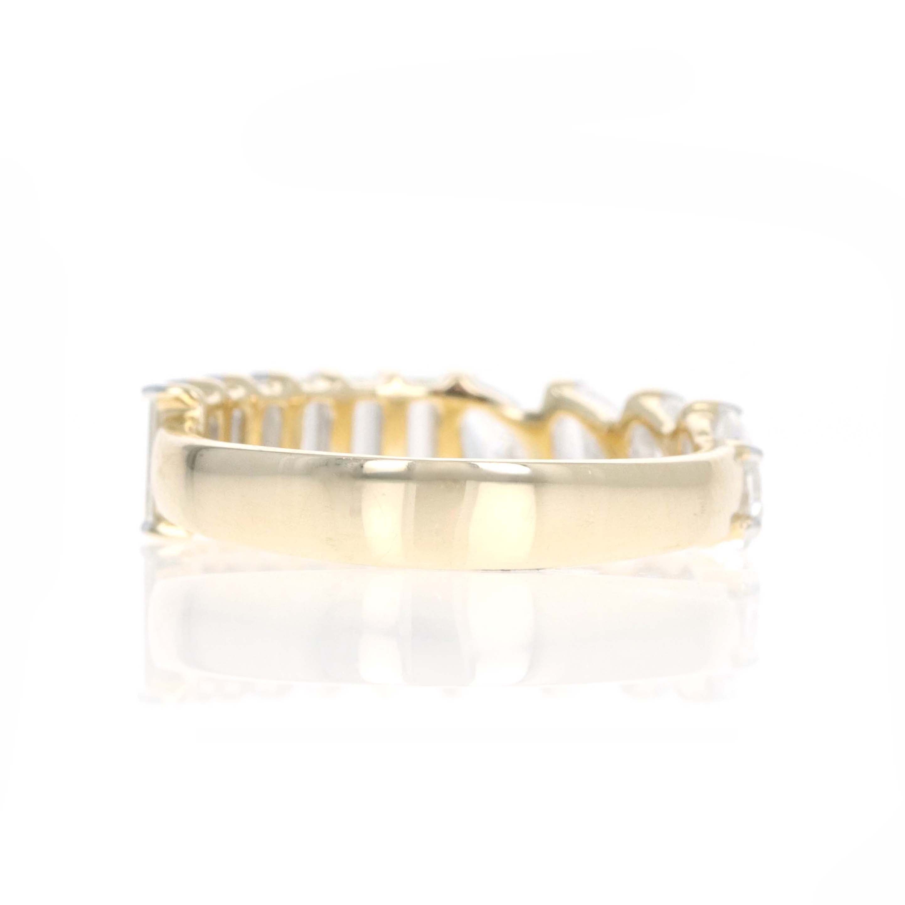 14K Yellow Gold 2.4 Carat Baguette and Pear Cut Diamond Half Band - Queen May