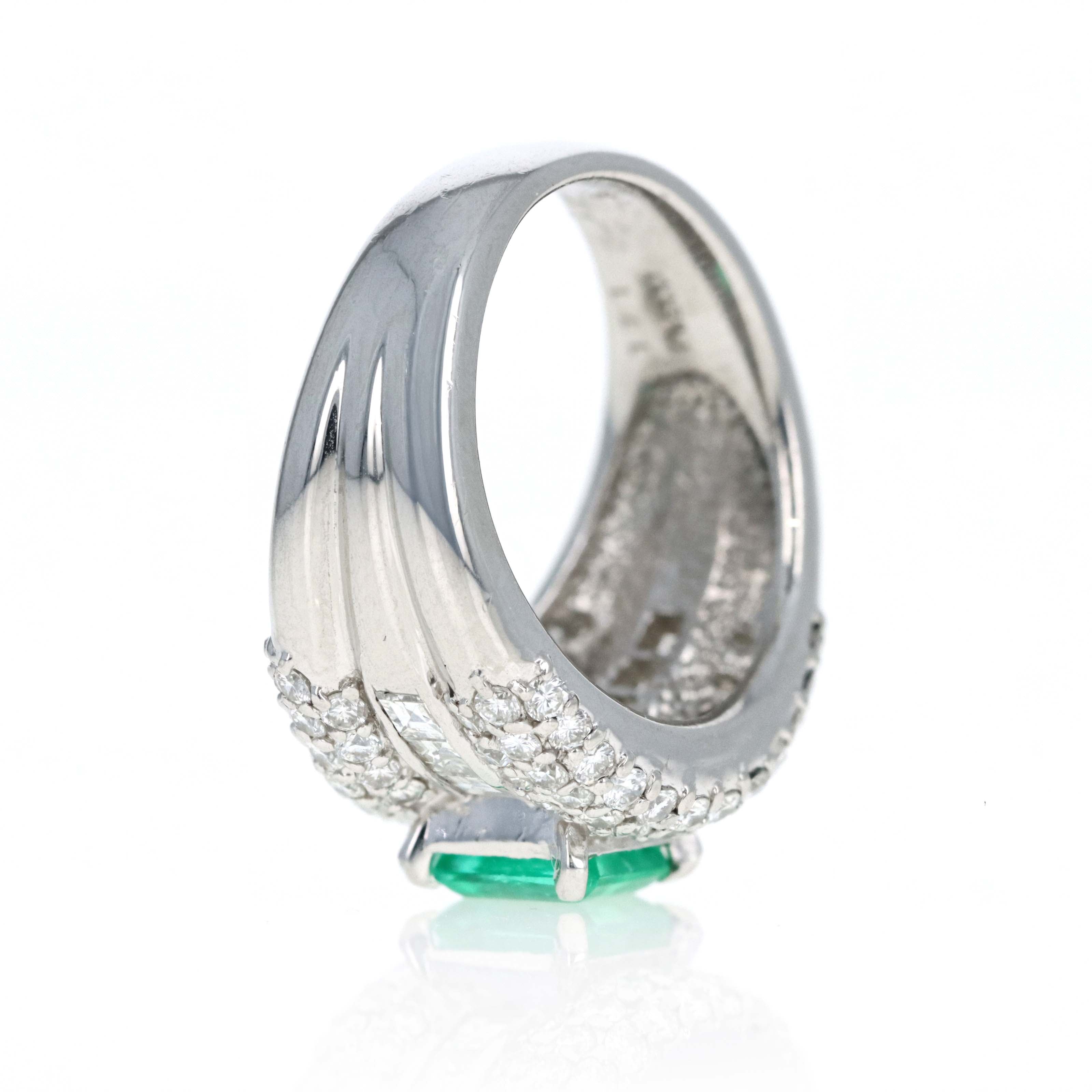 Platinum 1.01 Carat Emerald Diamond Pave Accented Ring - Queen May