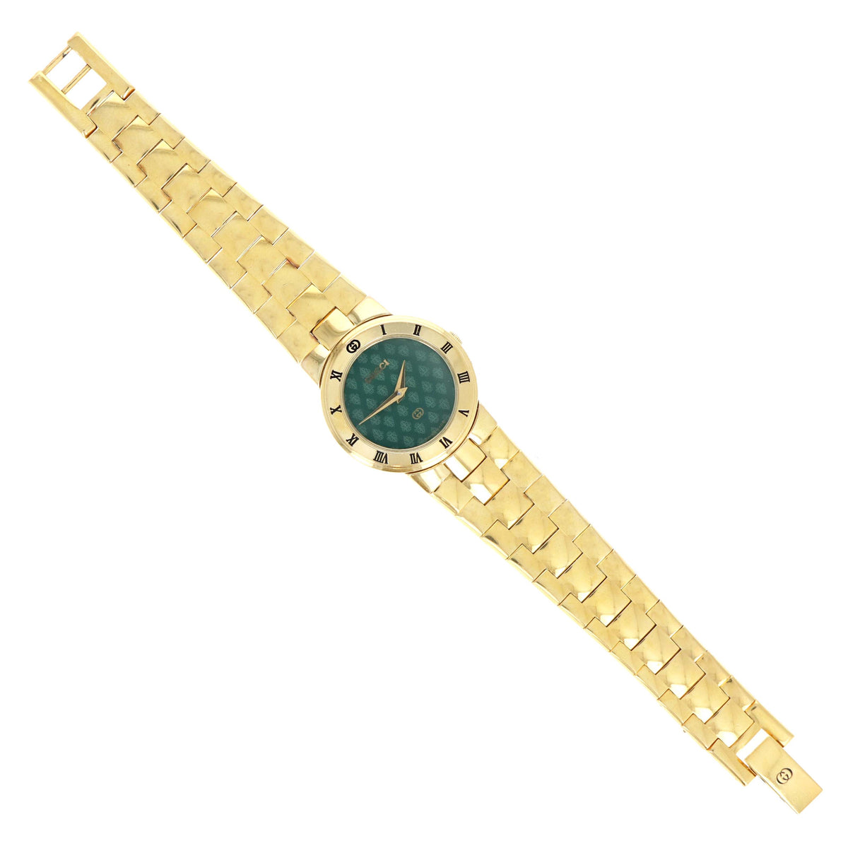 Rare Gucci 3300L Green Crest Pattern Dial Watch - Queen May