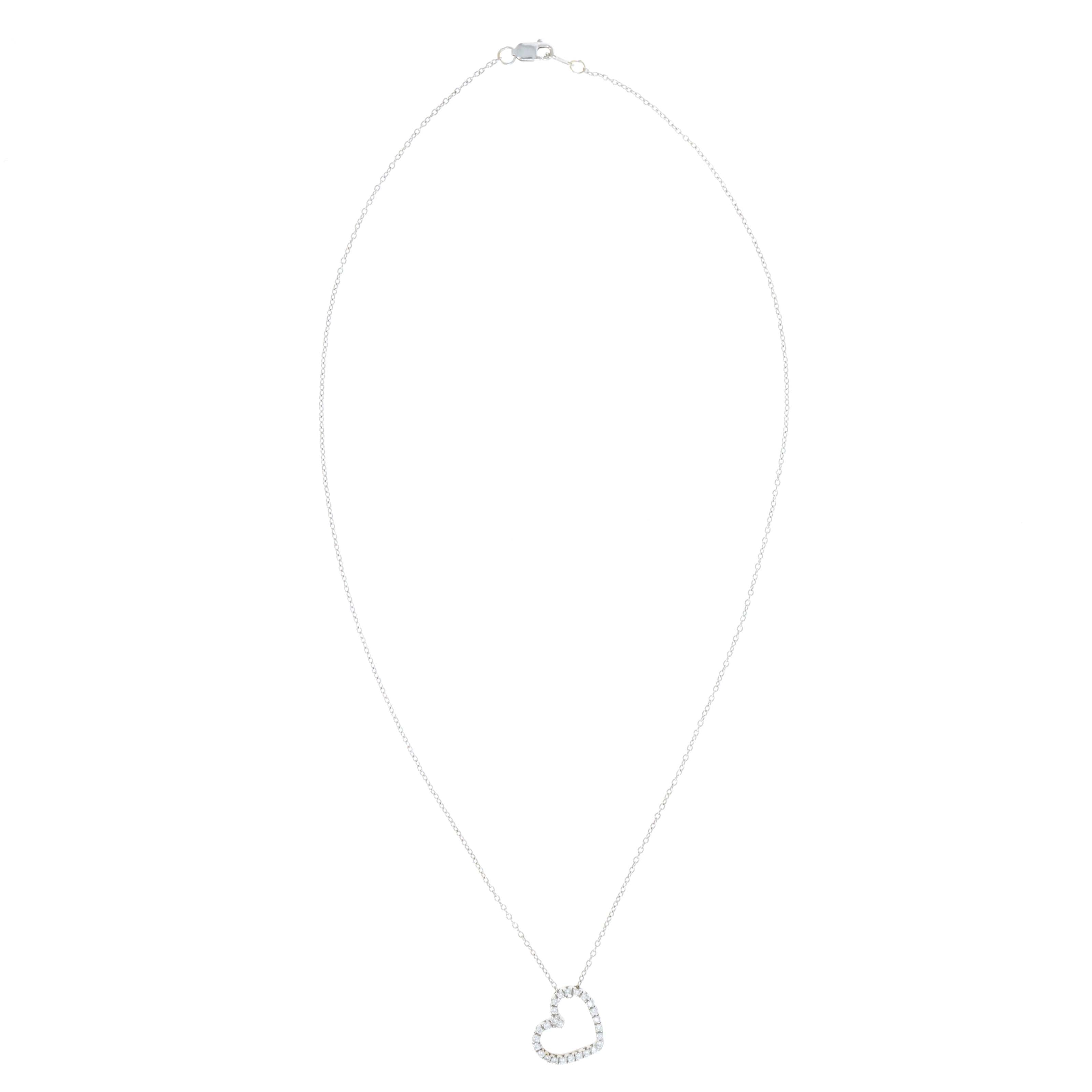 18K White Gold 0.08 Carat Diamond Heart Pendant Necklace - Queen May
