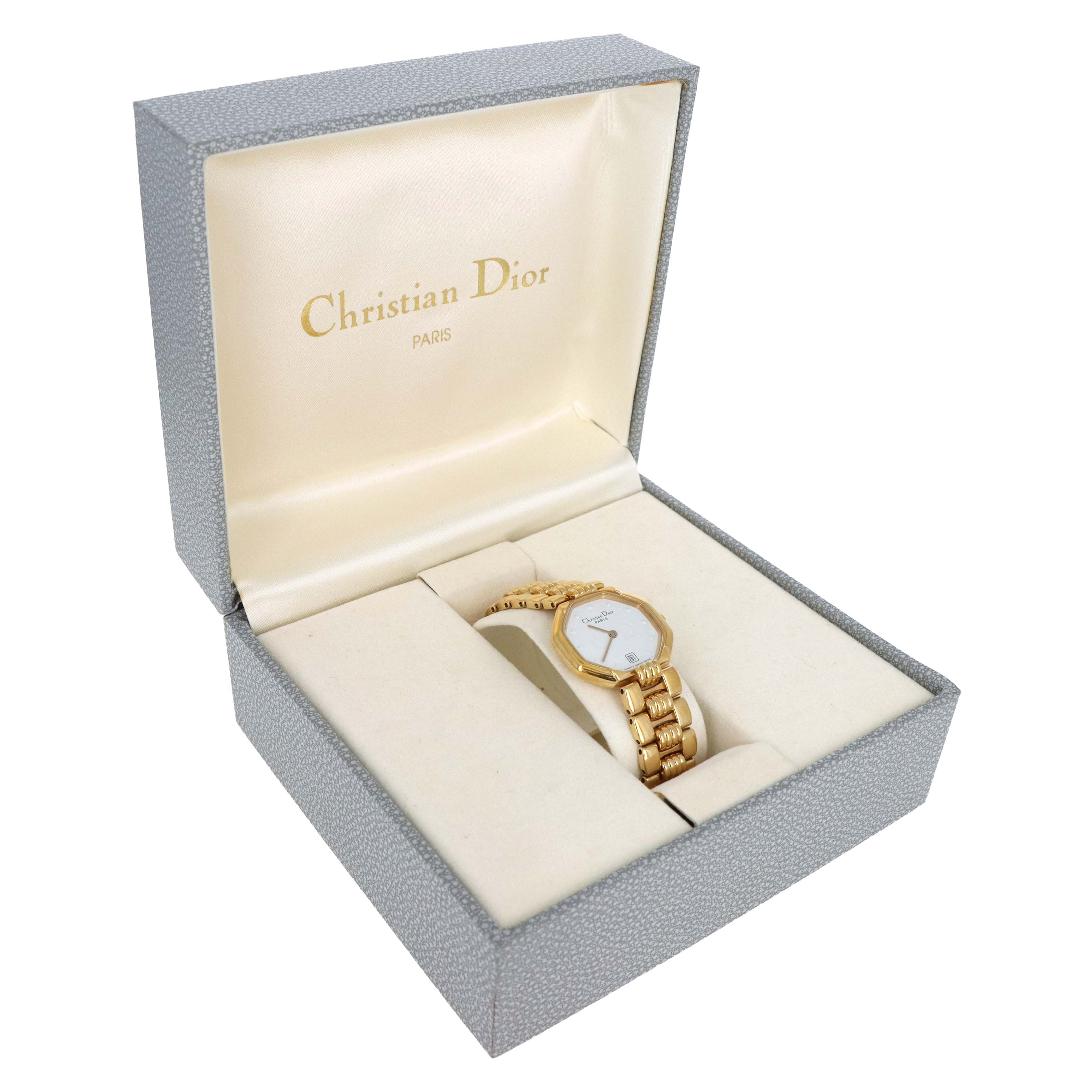 Dior White Dial Octagon D48-153 Link Watch - Queen May