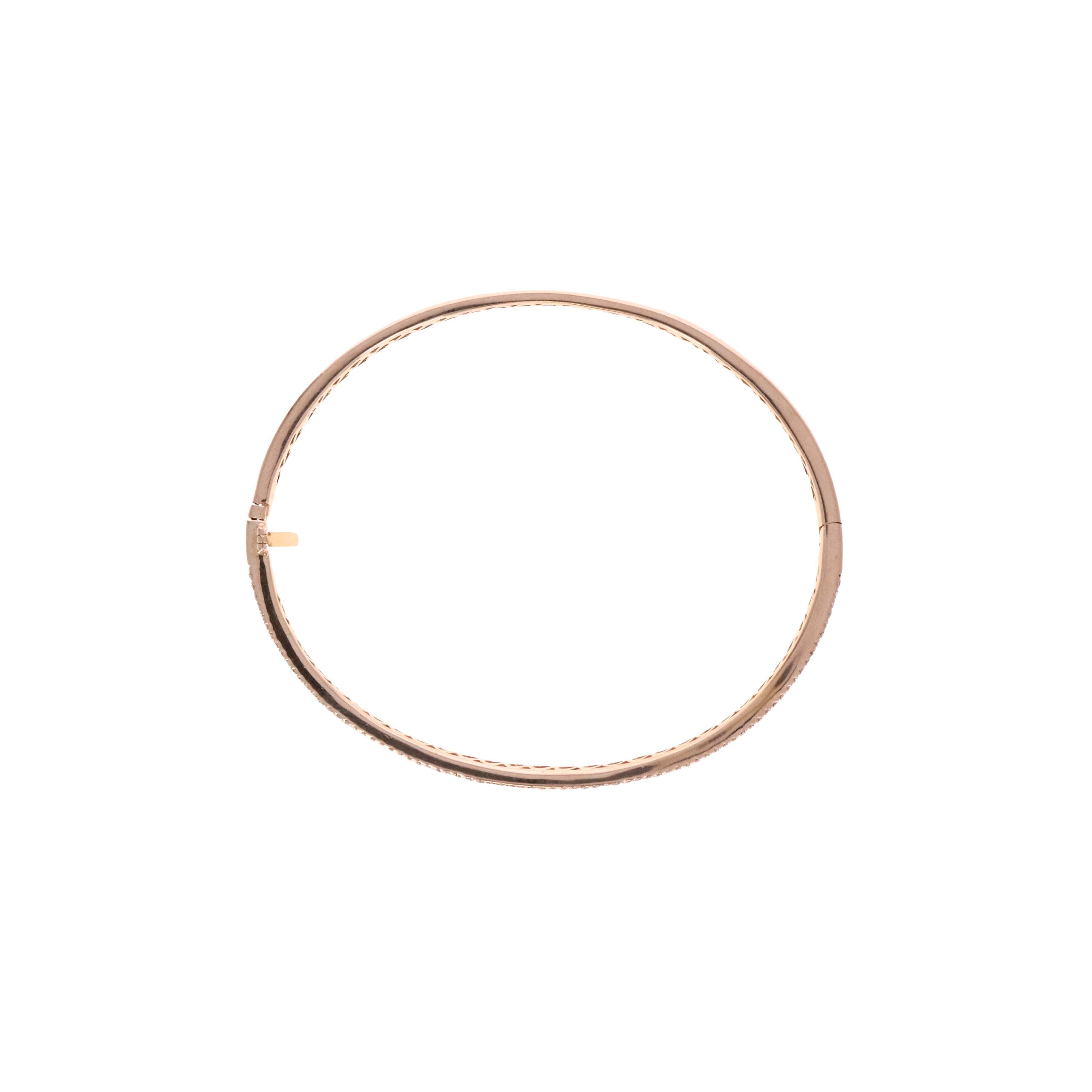 18K Rose Gold 2 Carat Pink Sapphire Diamond Accent Bangle - Queen May