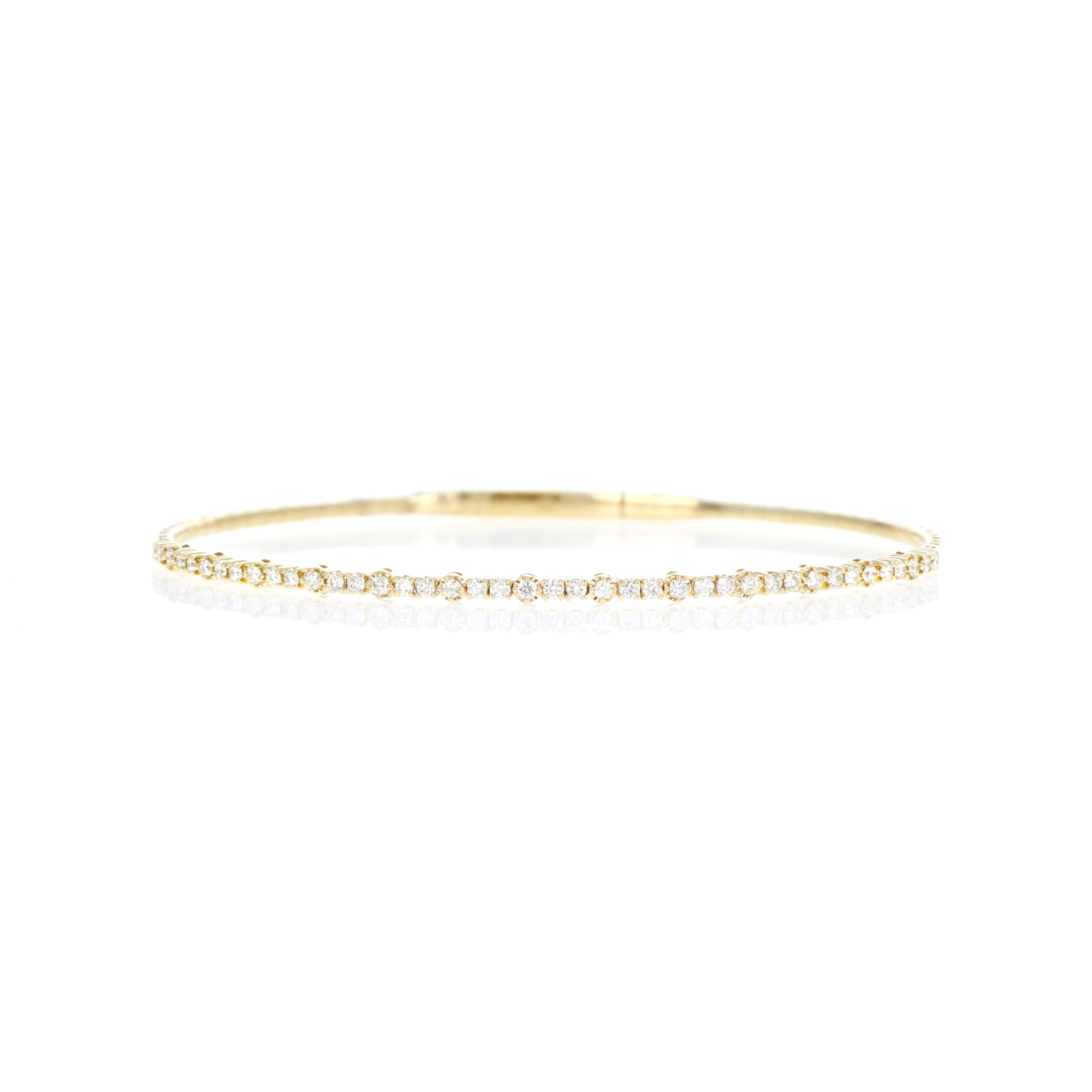 14K Yellow Gold 0.62 Carat Round Brilliant Diamond Bangle