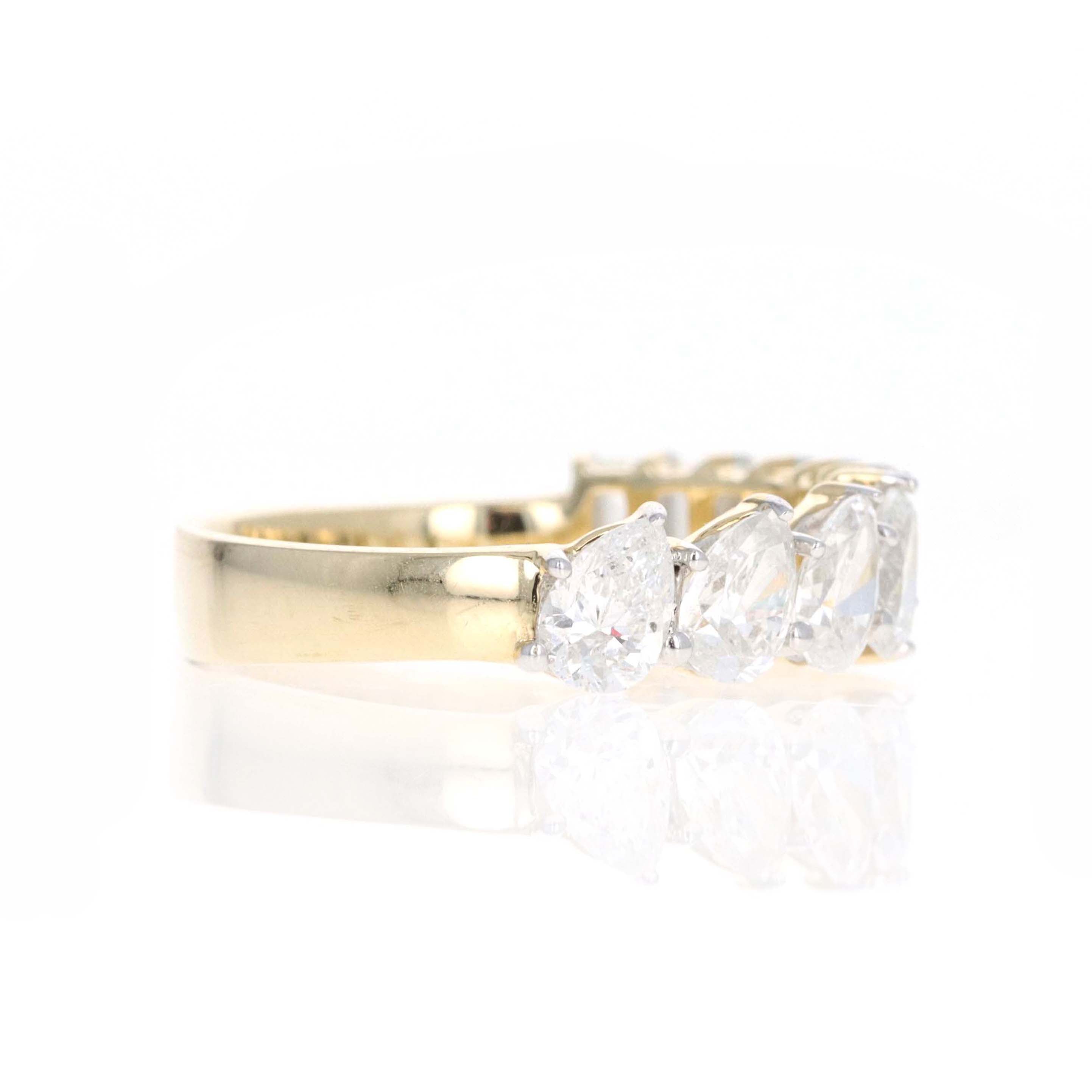 14K Yellow Gold 2.4 Carat Baguette and Pear Cut Diamond Half Band - Queen May