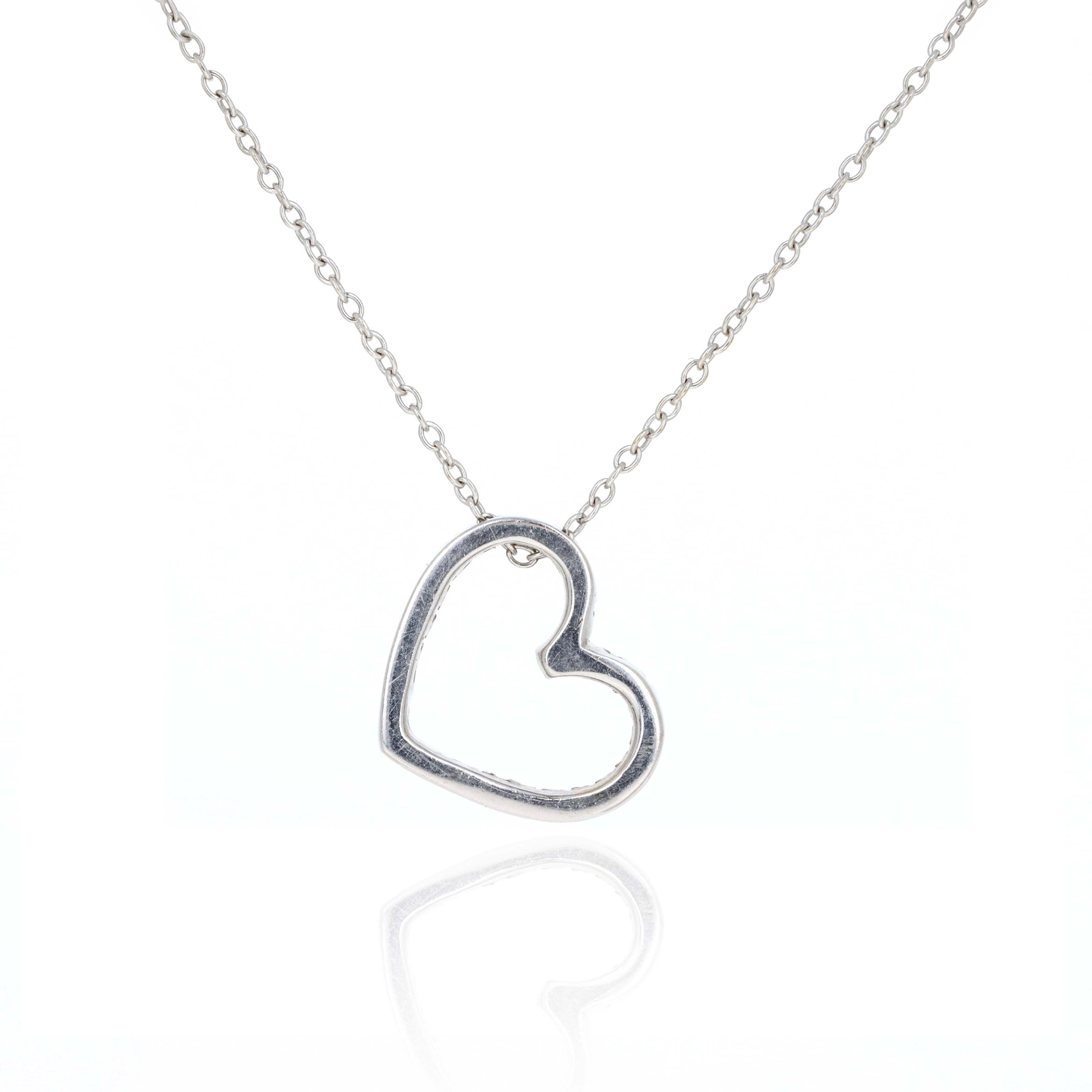18K White Gold 0.08 Carat Diamond Heart Pendant Necklace - Queen May