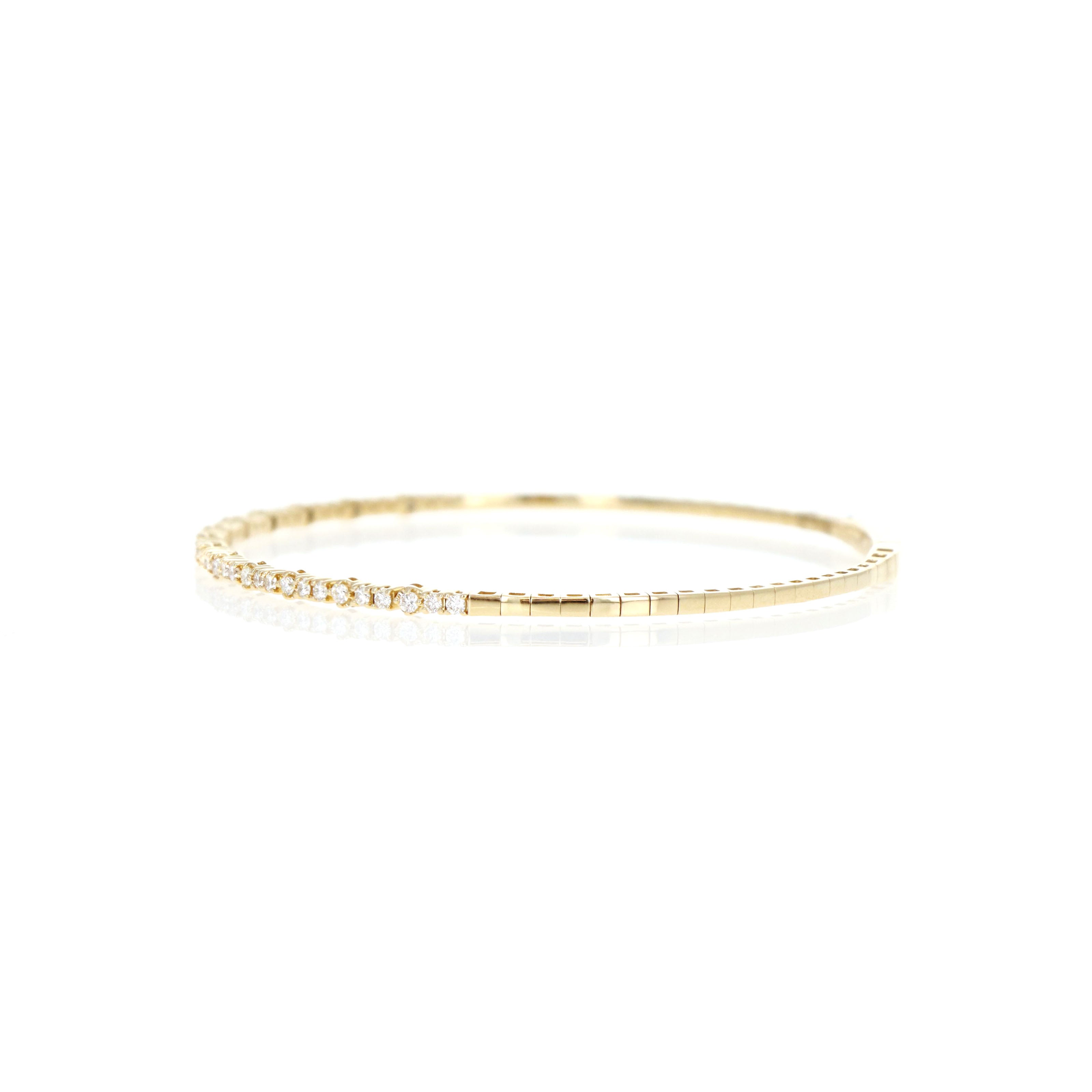 14K Yellow Gold 0.62 Carat Round Brilliant Diamond Bangle