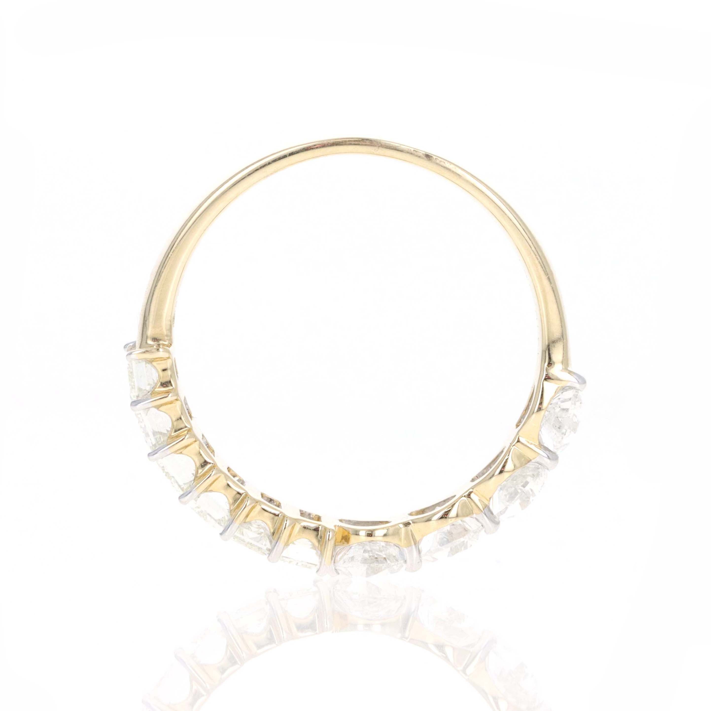 14K Yellow Gold 2.4 Carat Baguette and Pear Cut Diamond Half Band - Queen May