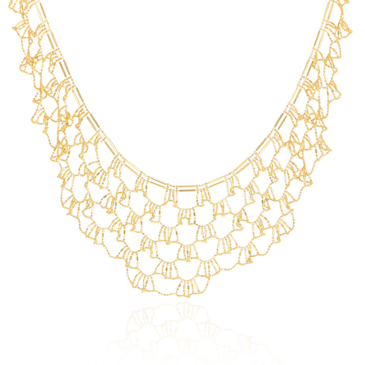 14K Yellow Gold Fringe Chain Necklace