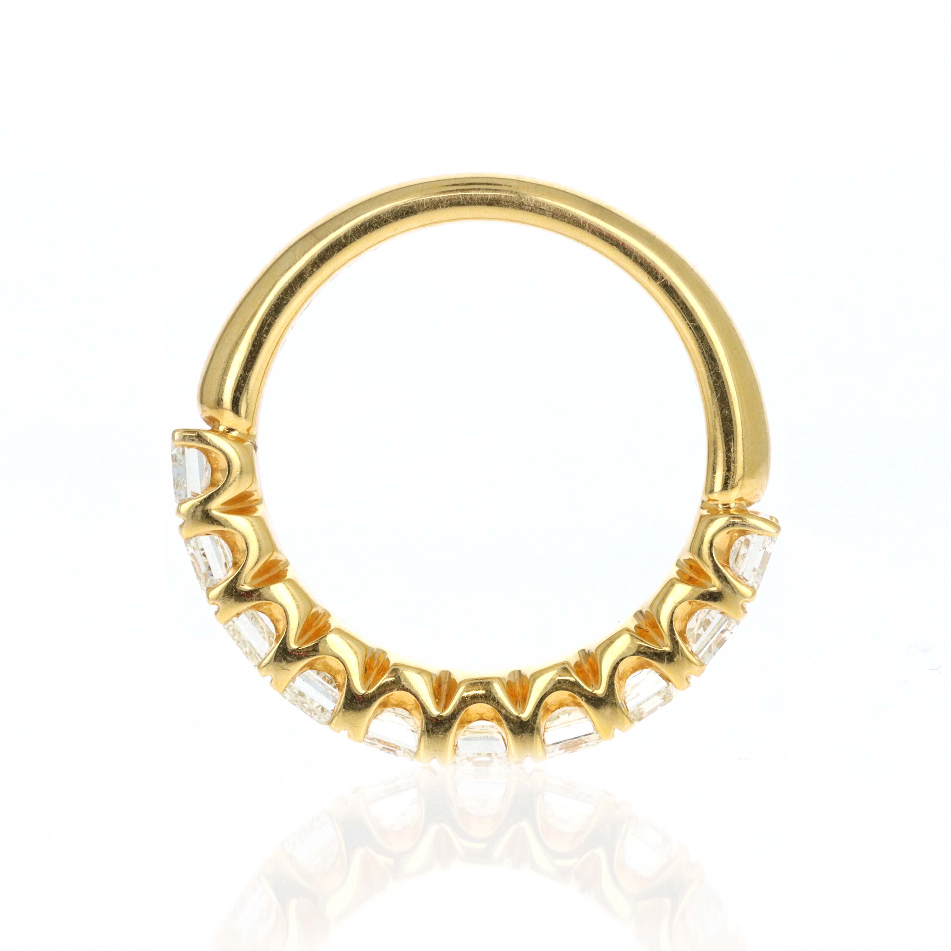 18K Yellow Gold 3.12 Carat Emerald Diamond Half Eternity Band