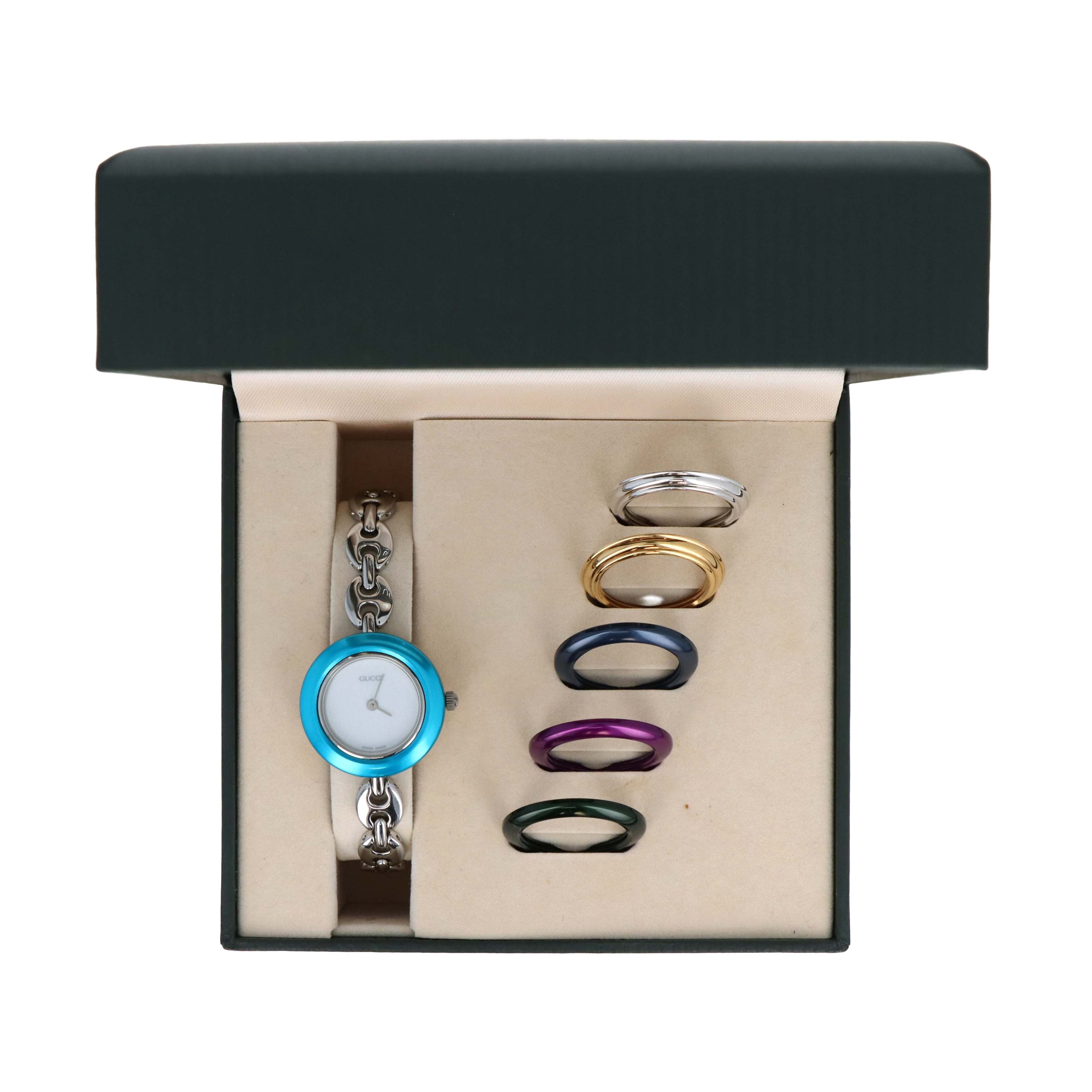 Vintage Gucci Silver Mariner Link Interchangeable Bezel Watch - Queen May