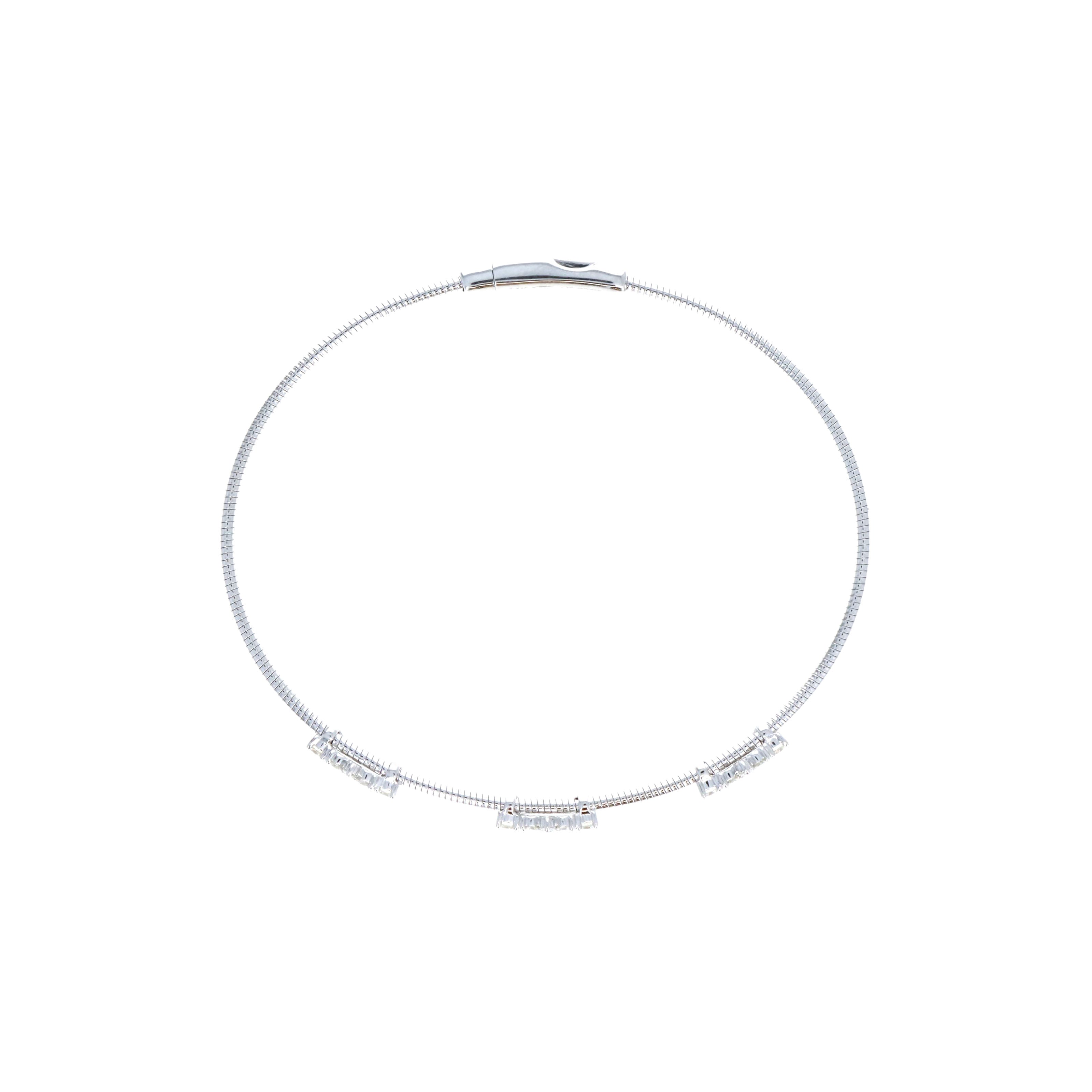 14K White Gold 0.50 Carat Round Brilliant Diamond Bangle