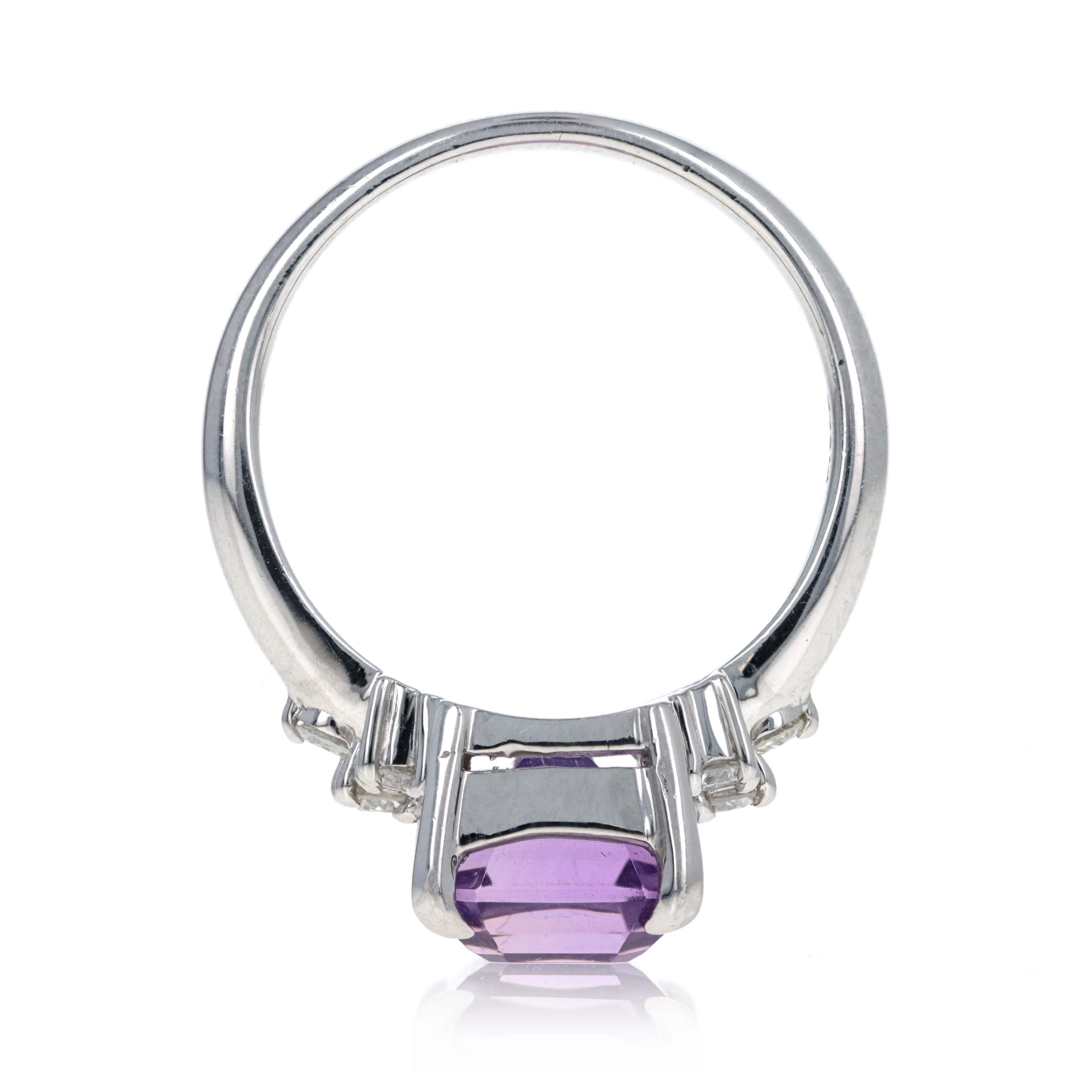 Platinum 3.55 Carat Amethyst Diamond Accented Ring - Queen May