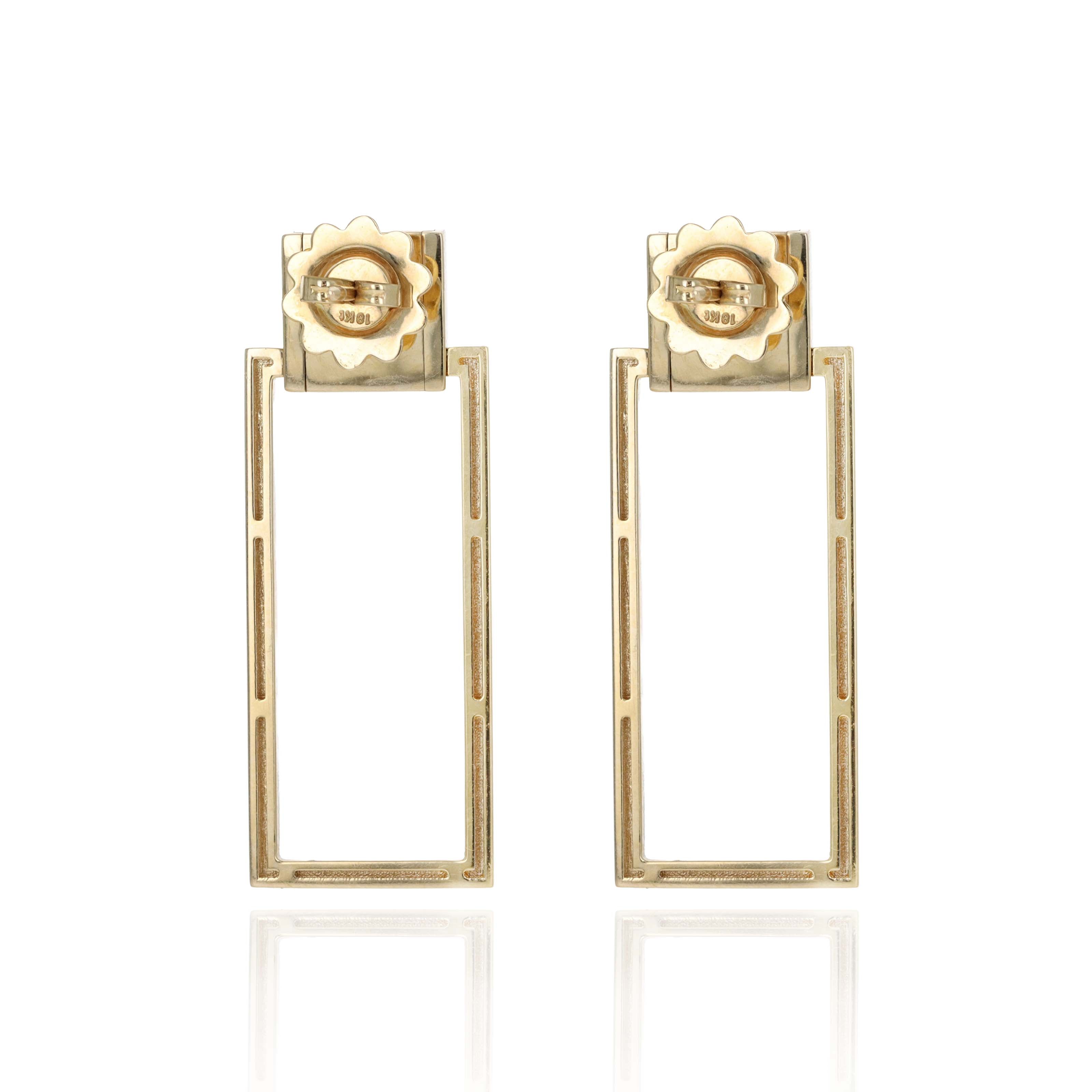 Roberto Coin 18K Yellow Gold 0.10 Carat Diamond Framed Obelisco Pyramid Dangle Earrings - Queen May
