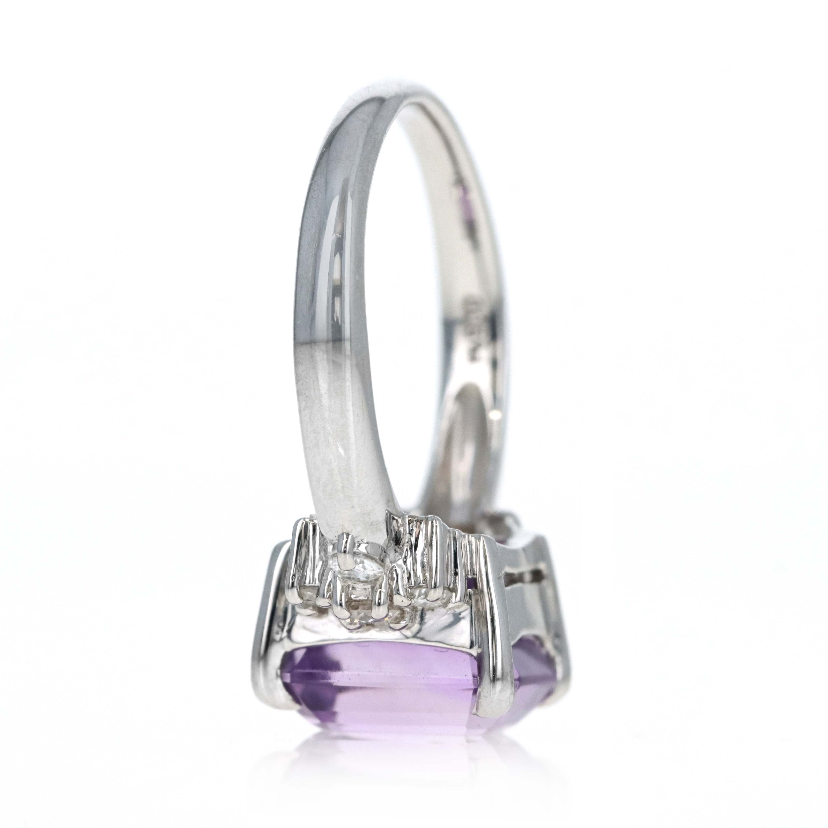 Platinum 3.55 Carat Amethyst Diamond Accented Ring - Queen May