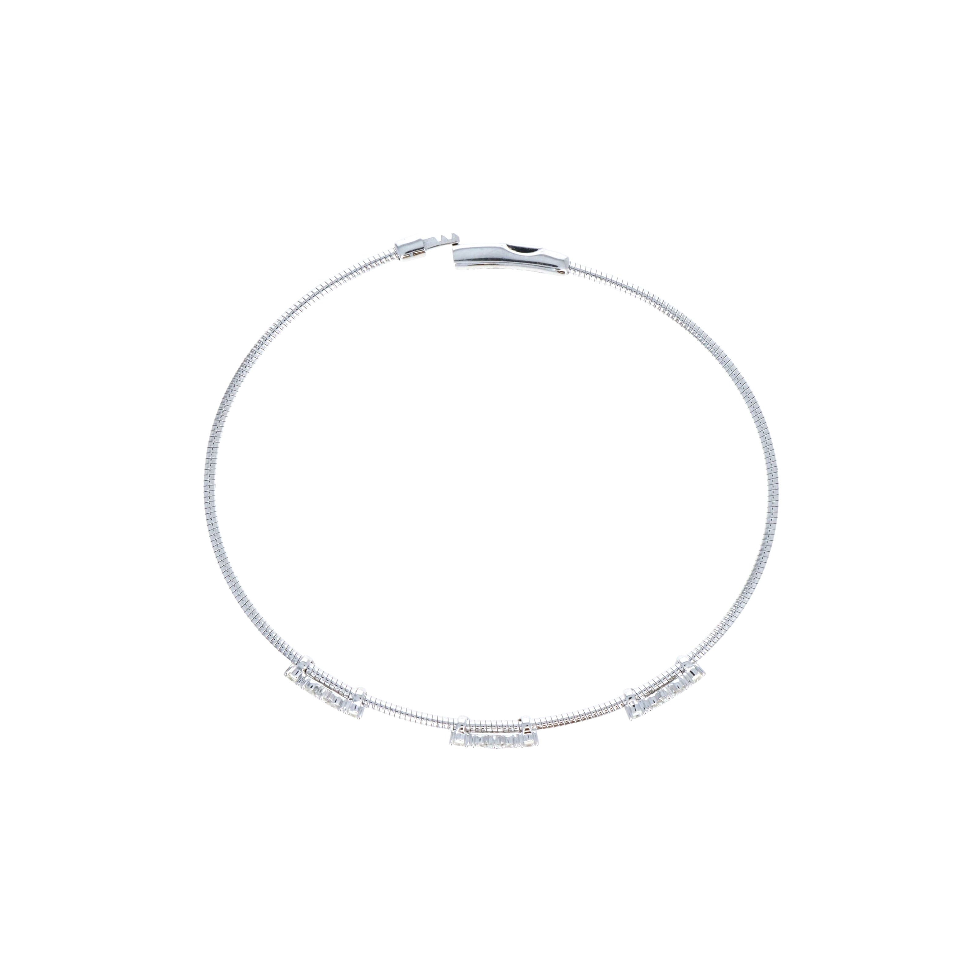 14K White Gold 0.50 Carat Round Brilliant Diamond Bangle