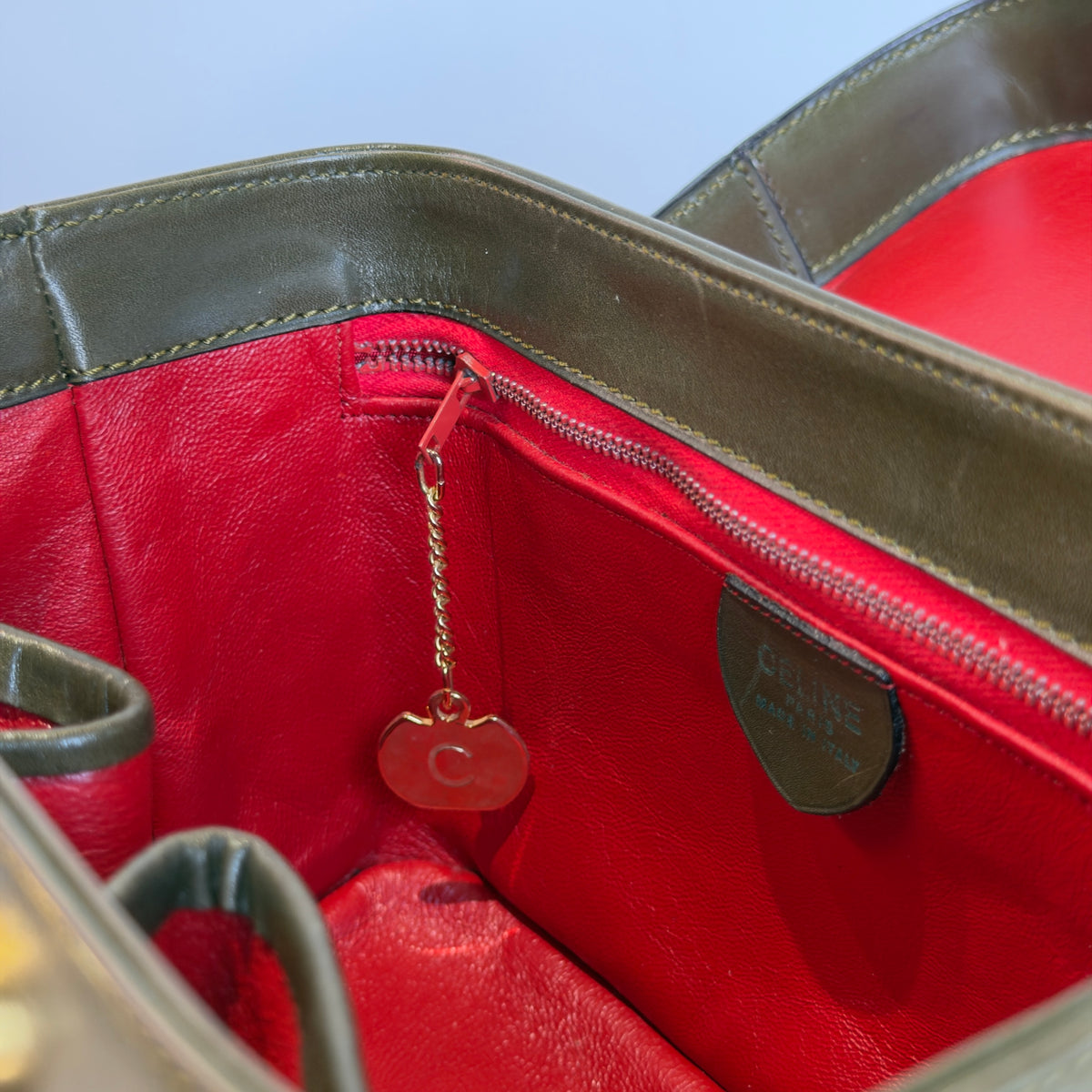 Vintage Celine Starball Vanity Bag Khaki Green