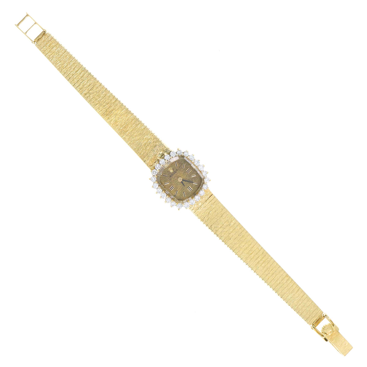 Rolex Vintage 1970’s 14K Yellow Gold Mechanical Cocktail Diamond Bezel Ladies Watch Model 8286