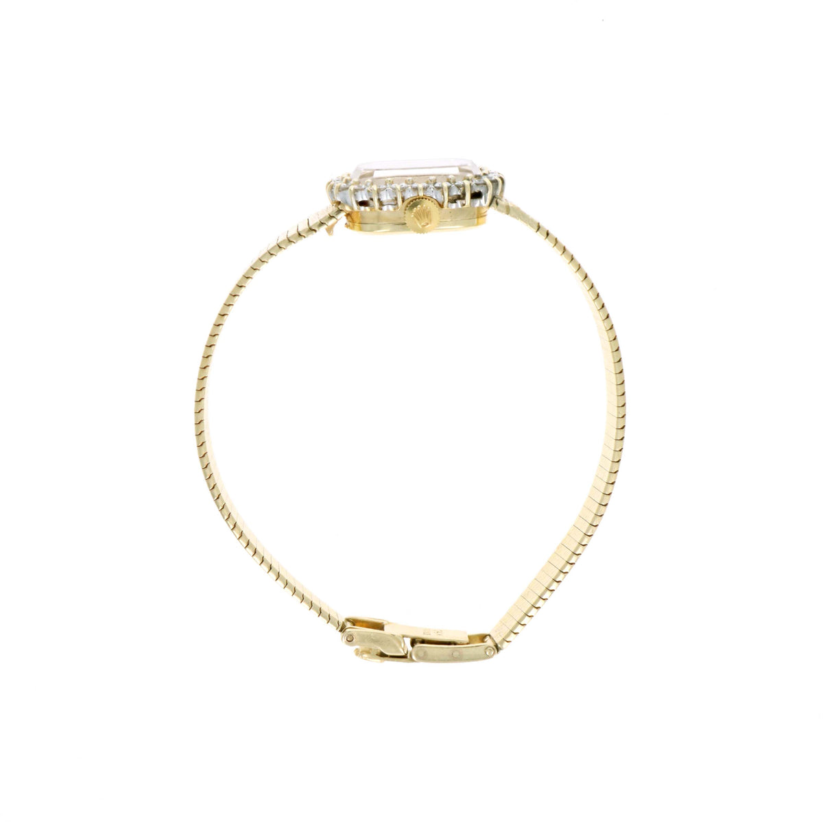 Rolex Vintage 1970’s 14K Yellow Gold Mechanical Cocktail Diamond Bezel Ladies Watch Model 8286