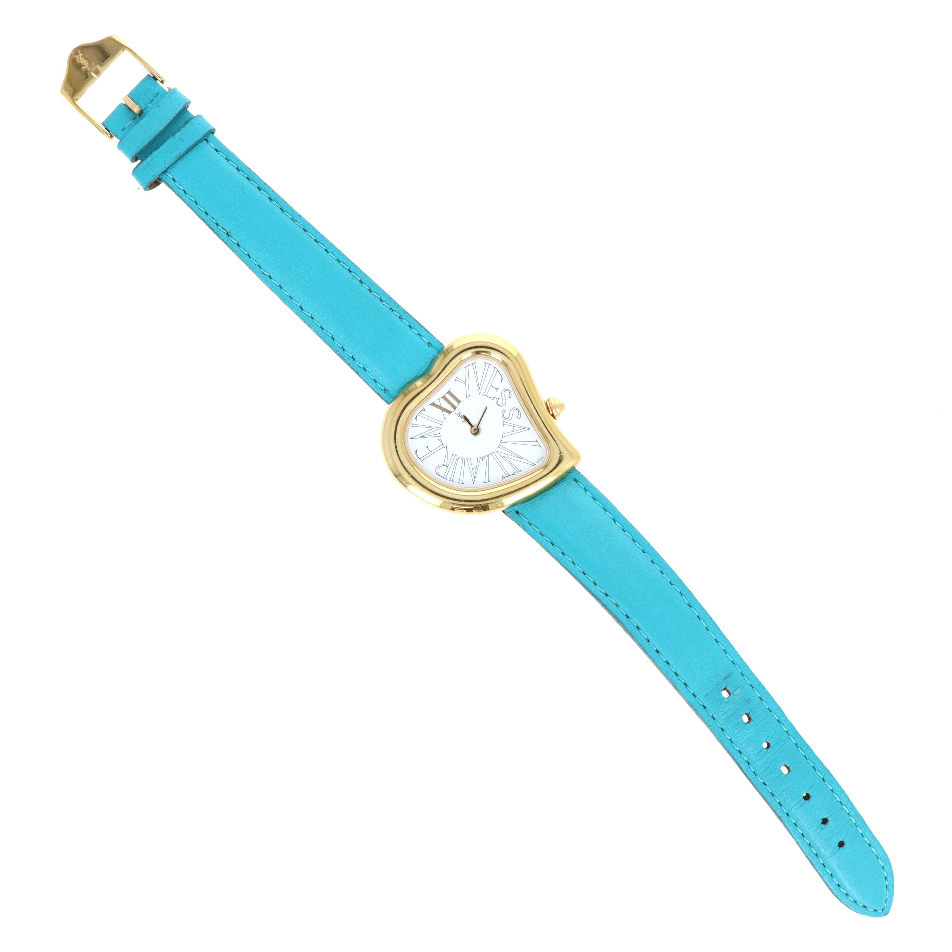 Vintage Yves Saint Laurent Teal Heart Watch