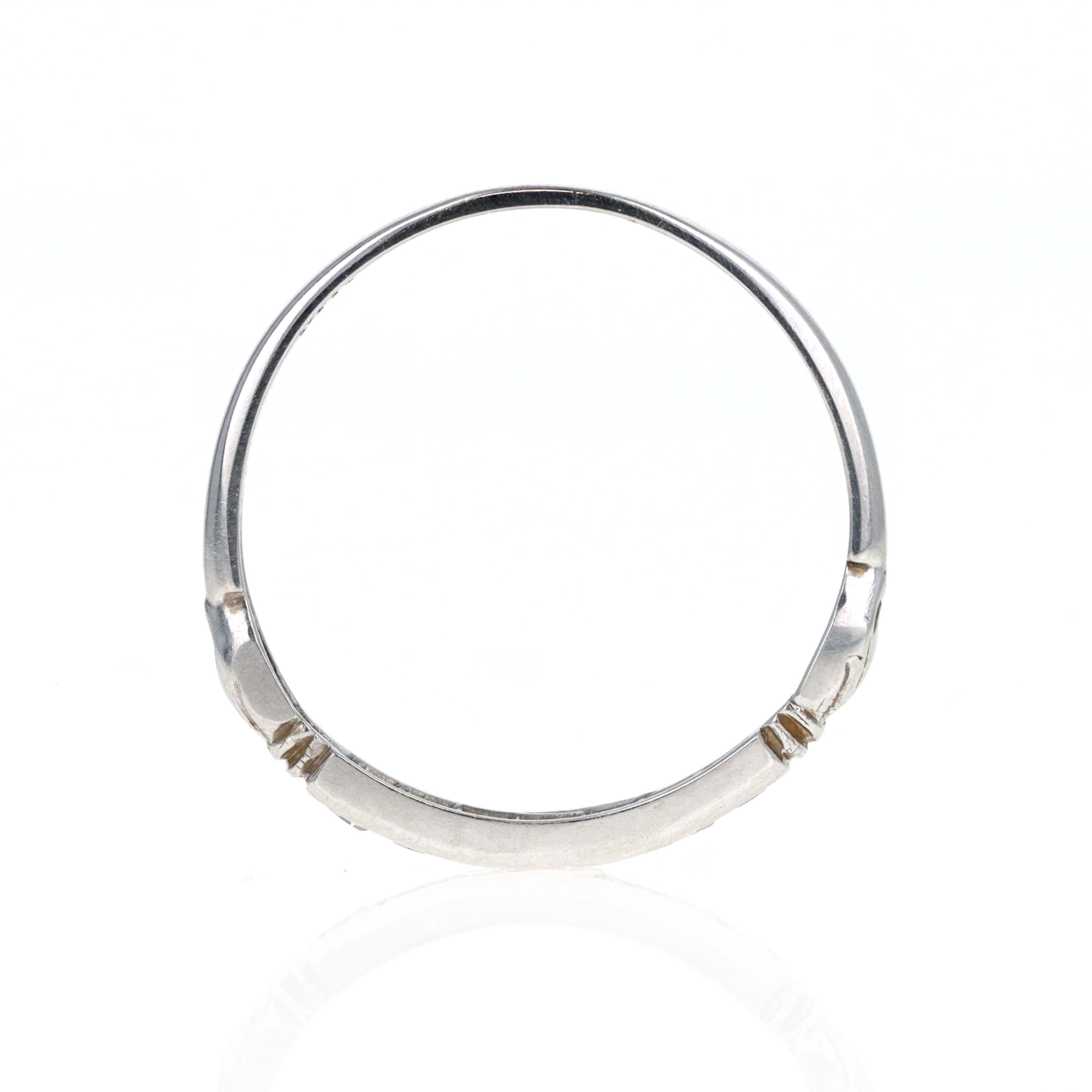 Art Deco 14K White Gold Single Cut Diamond Channel Wedding Band