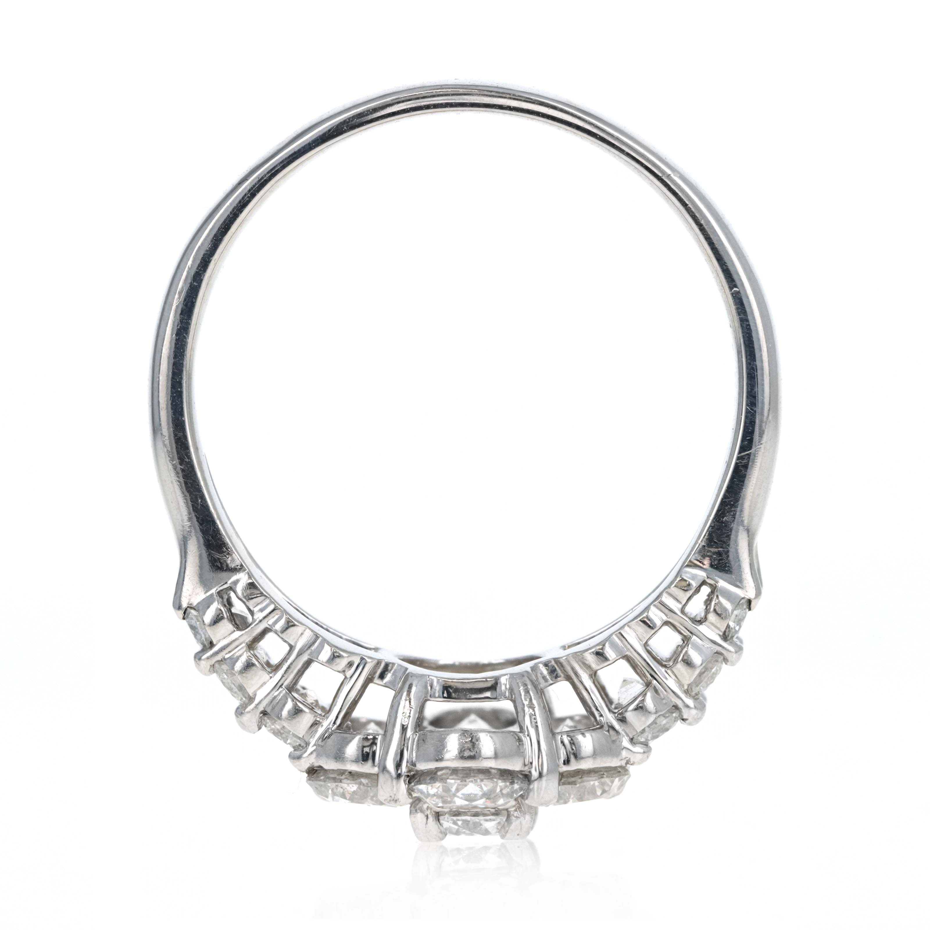 Platinum 3 Carat Round Diamond Cluster Flower Ring - Queen May