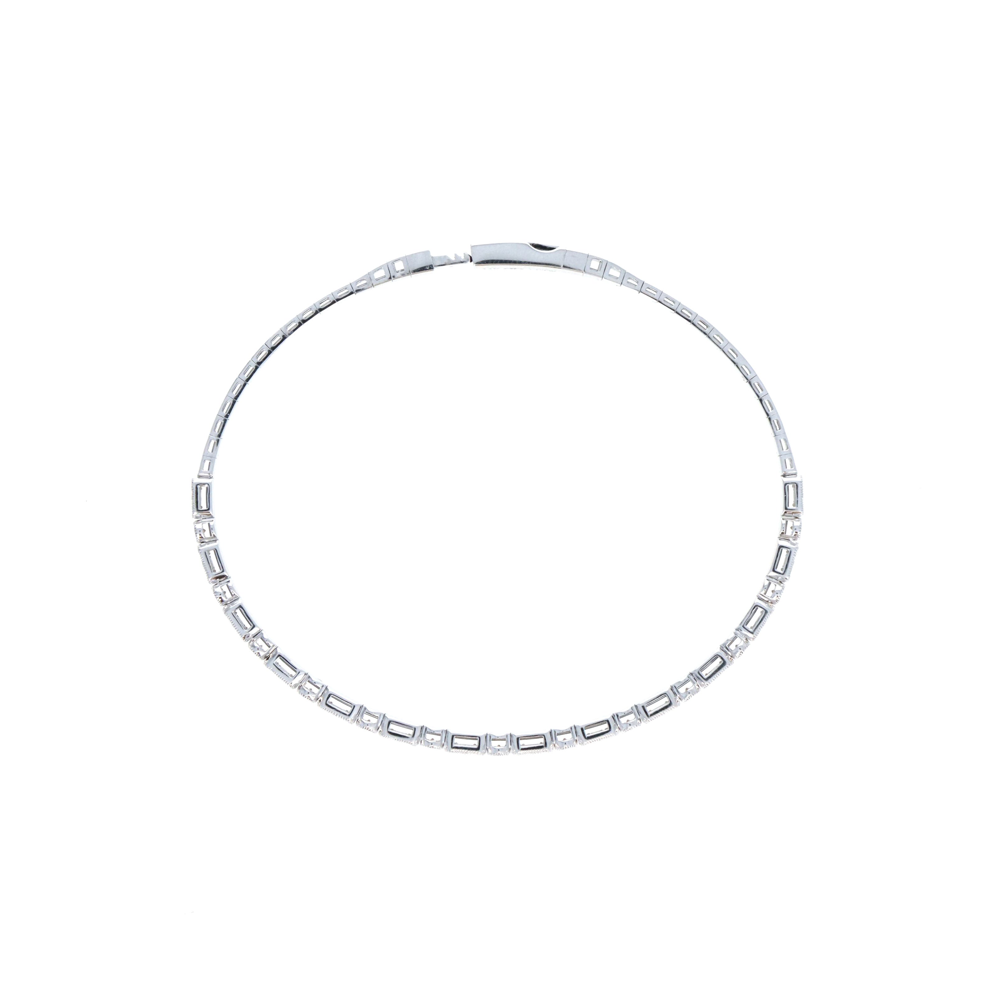 14K White Gold 1 Carat Round Brilliant Diamond Bangle