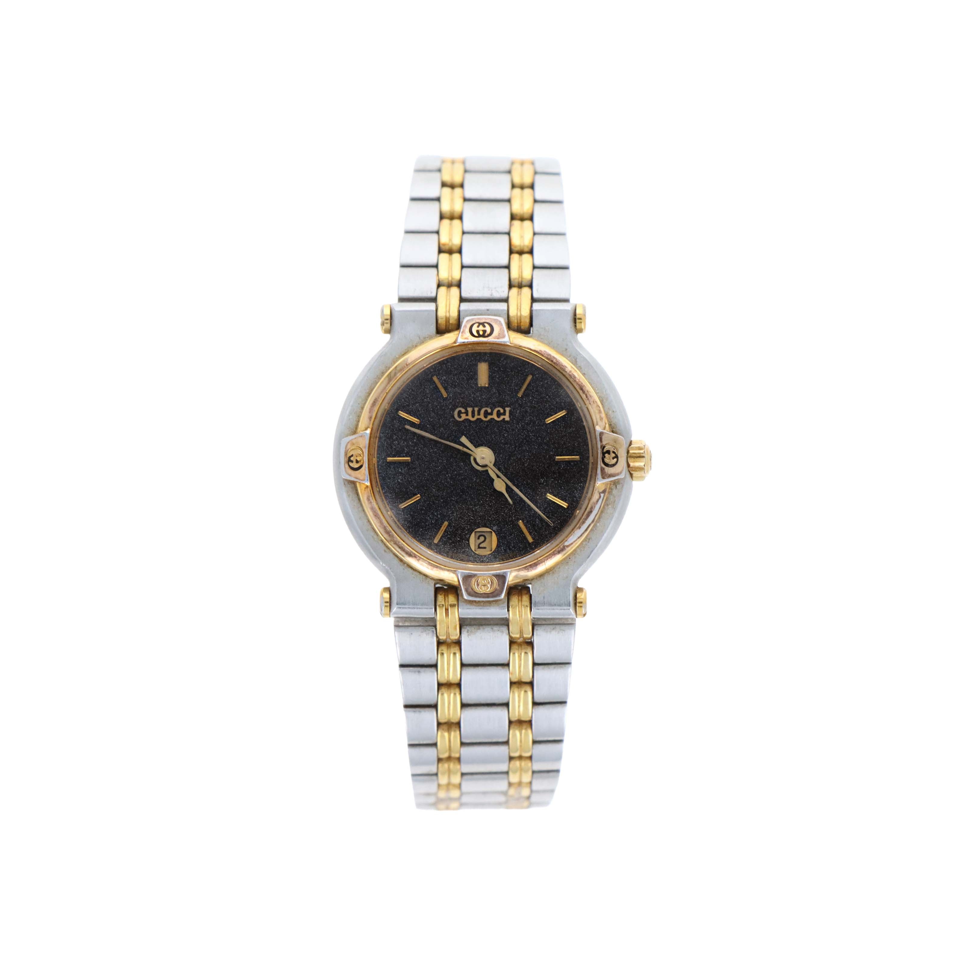 Vintage Gucci 9000L Two-Tone Black Dial Ladies Watch - Queen May