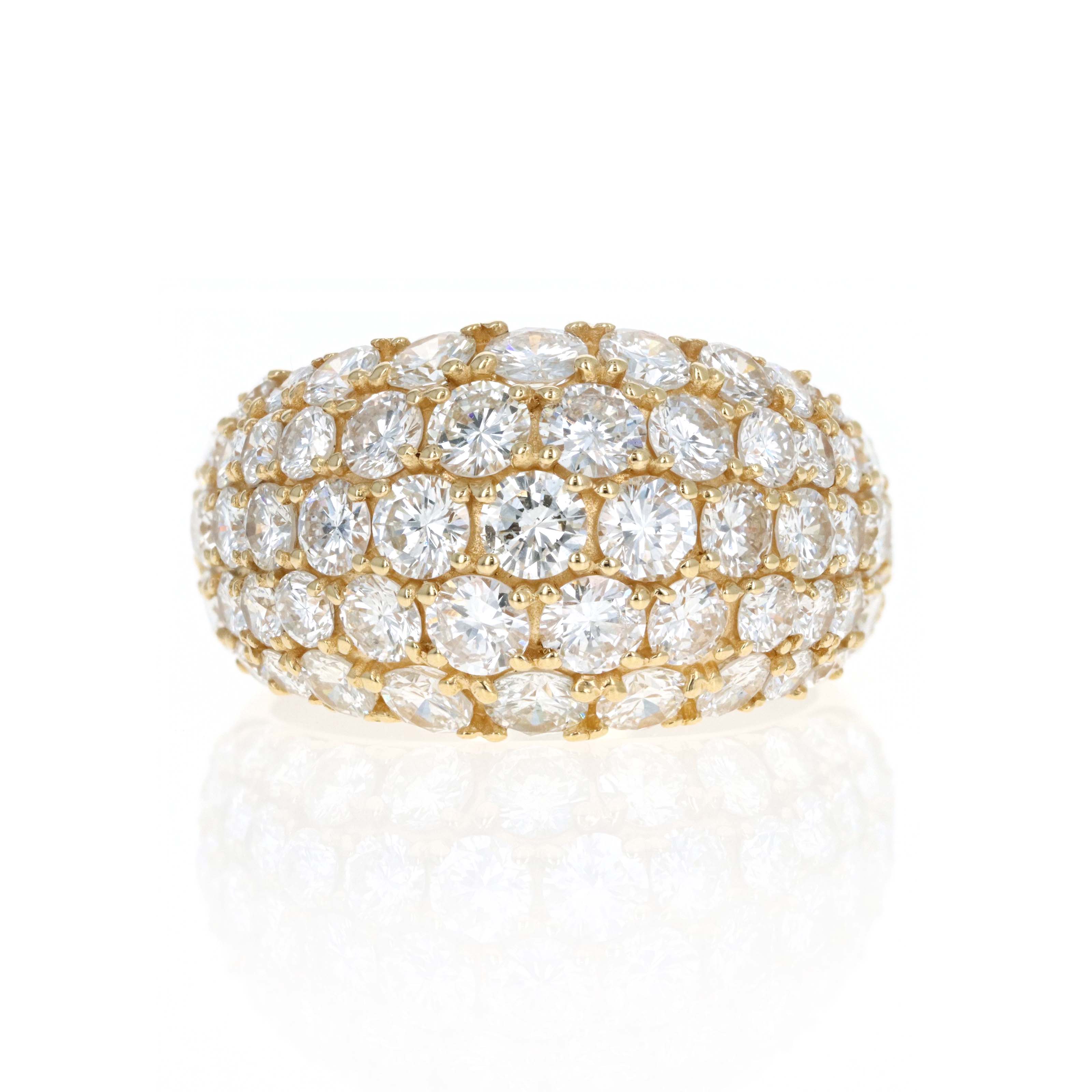 18K Yellow Gold 6.29 Carat Round Diamond Pave Dome Band - Queen May