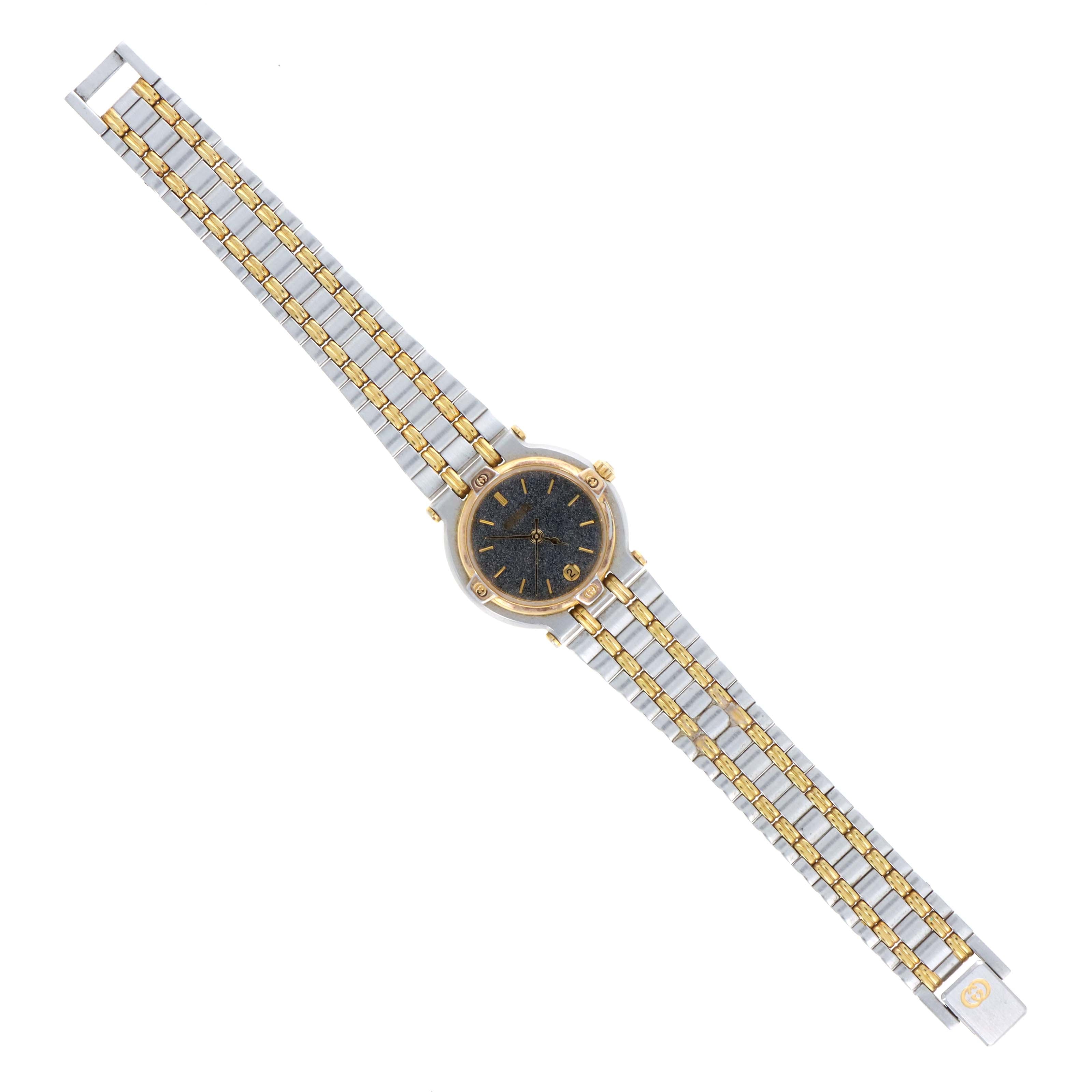 Vintage Gucci 9000L Two-Tone Black Dial Ladies Watch - Queen May